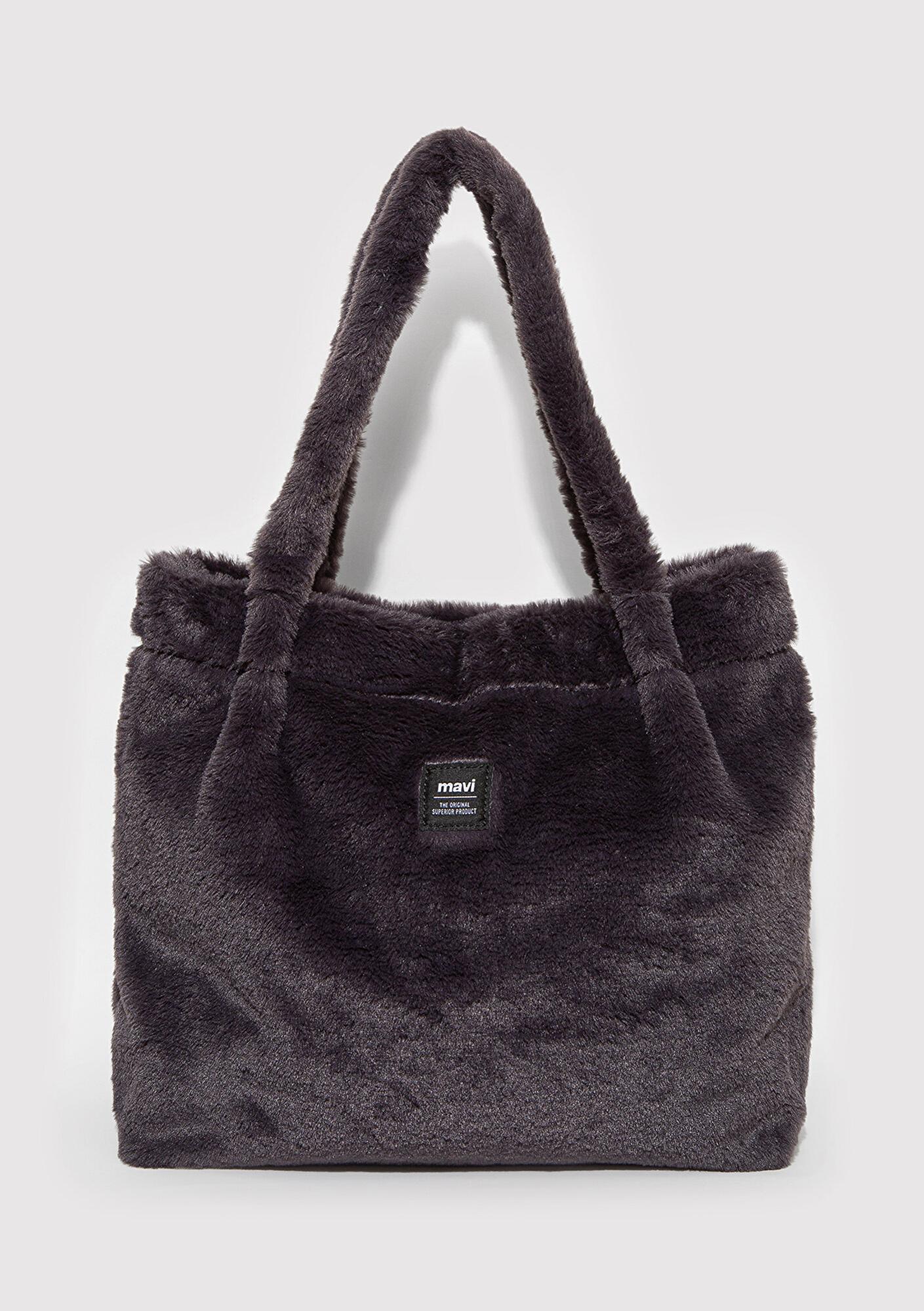 Mavi Antrasit Peluş Omuz Çantası 197617-80867