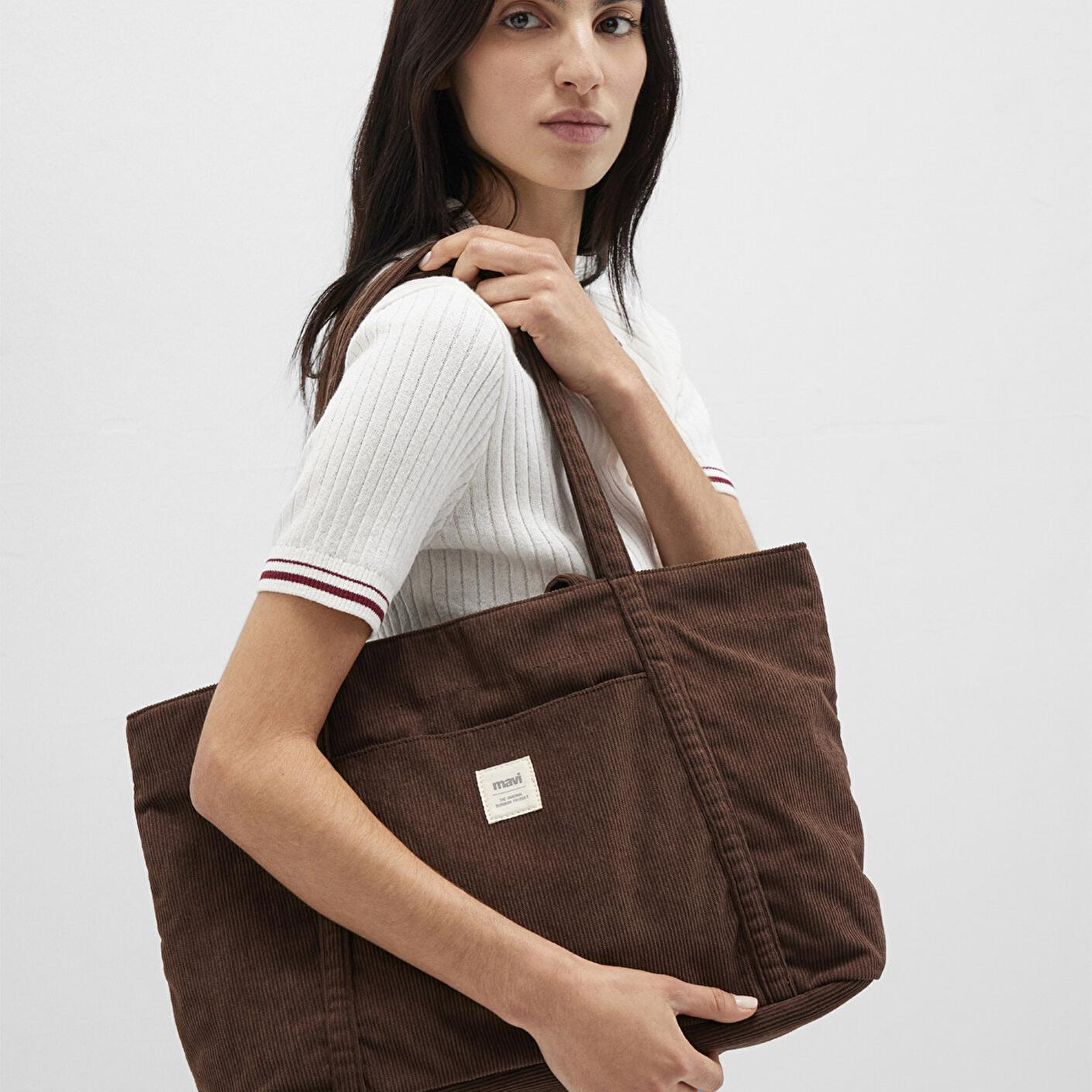 Mavi Kahverengi Kadife Omuz Çantası 1913398-71595