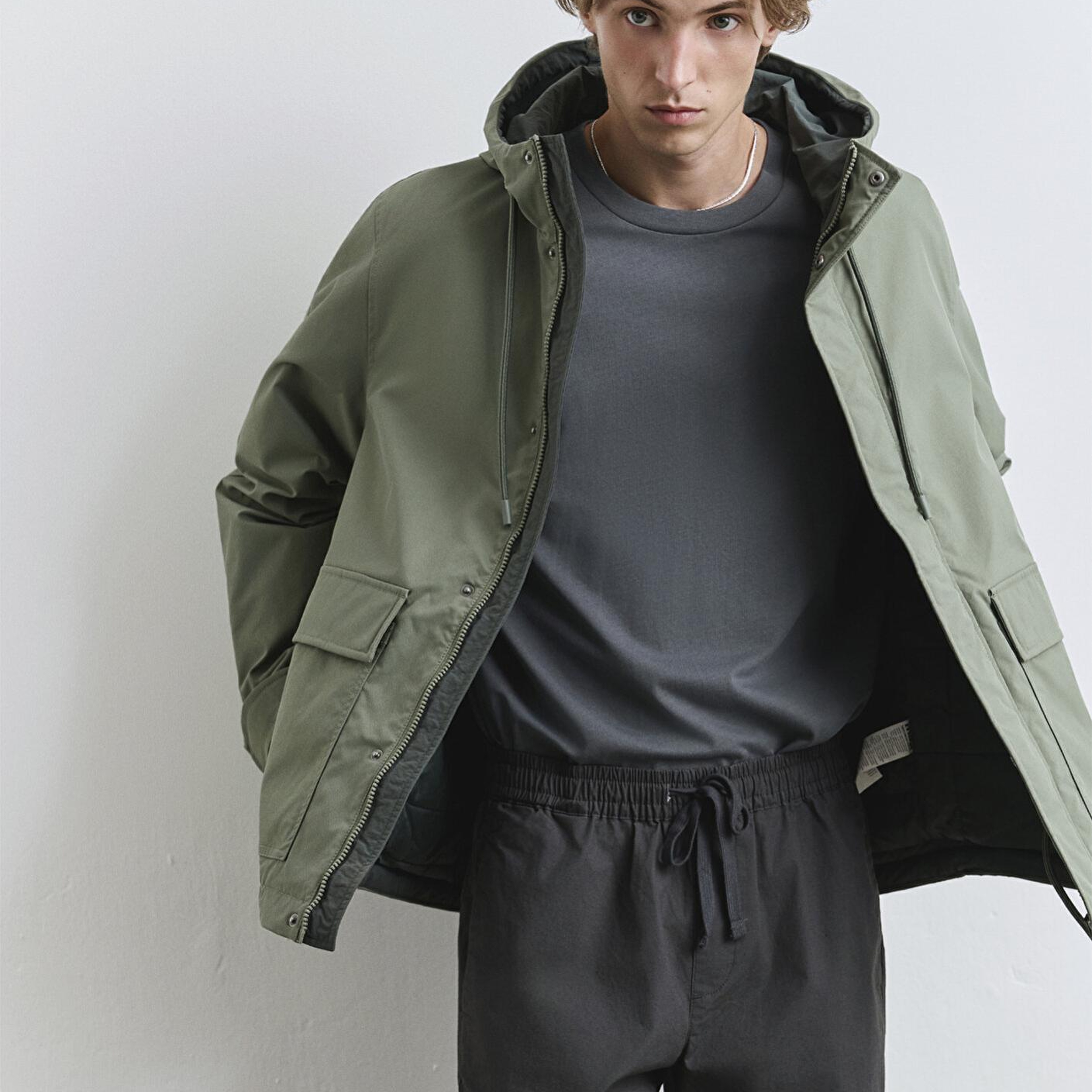 Mavi Kapüşonlu Yeşil Mont 0110620-80692