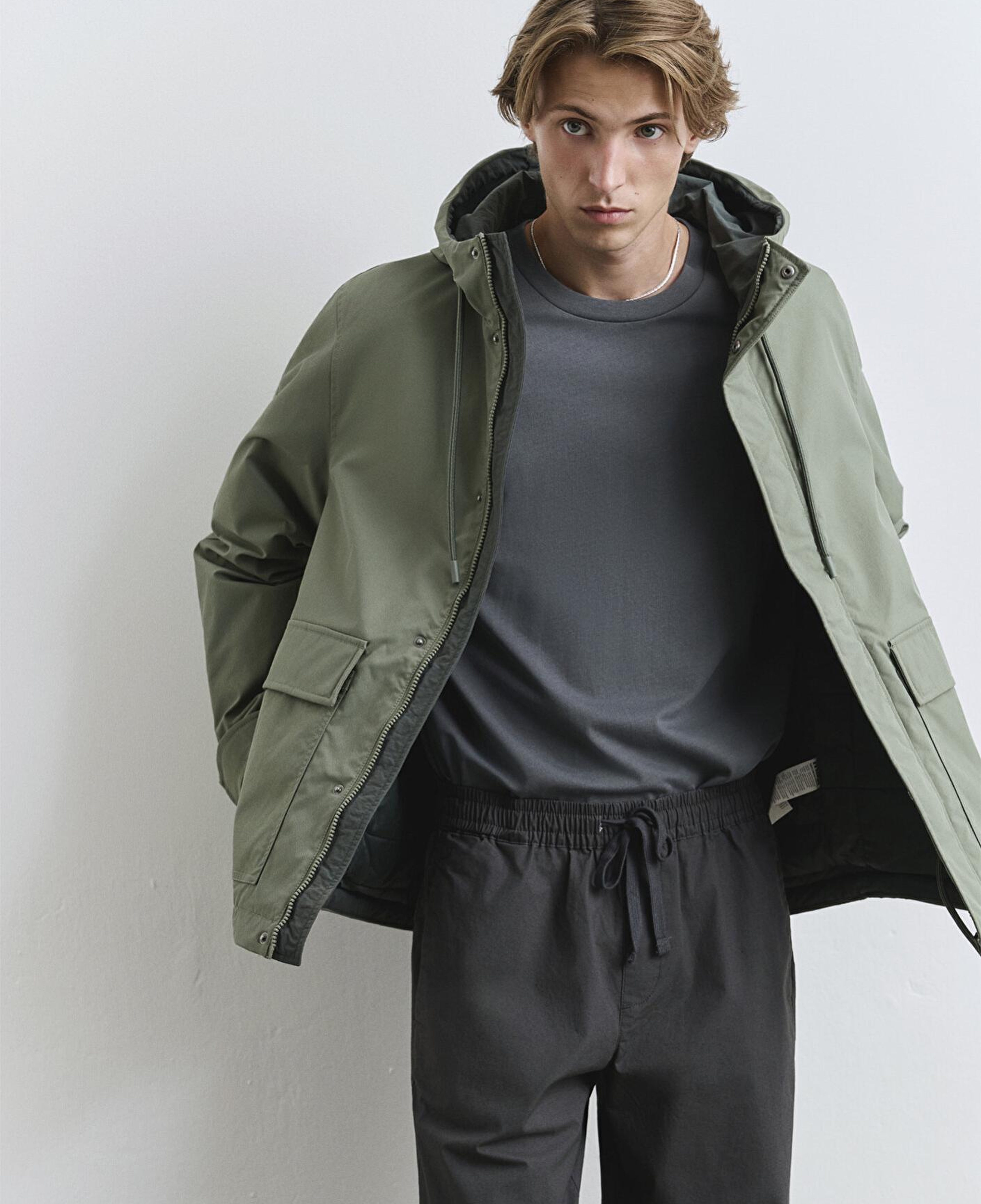 Mavi Kapüşonlu Yeşil Mont 0110620-80692