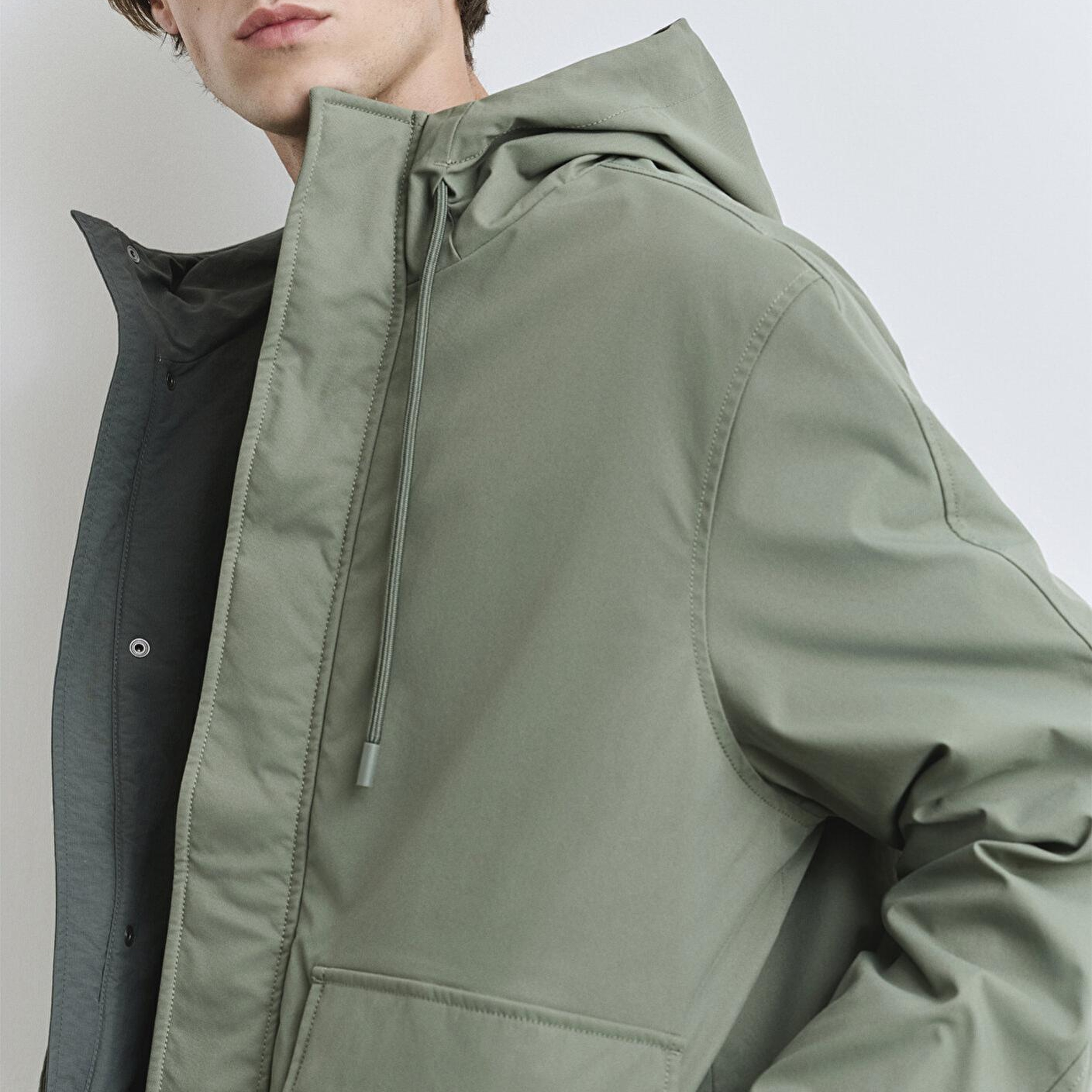 Mavi Kapüşonlu Yeşil Mont 0110620-80692