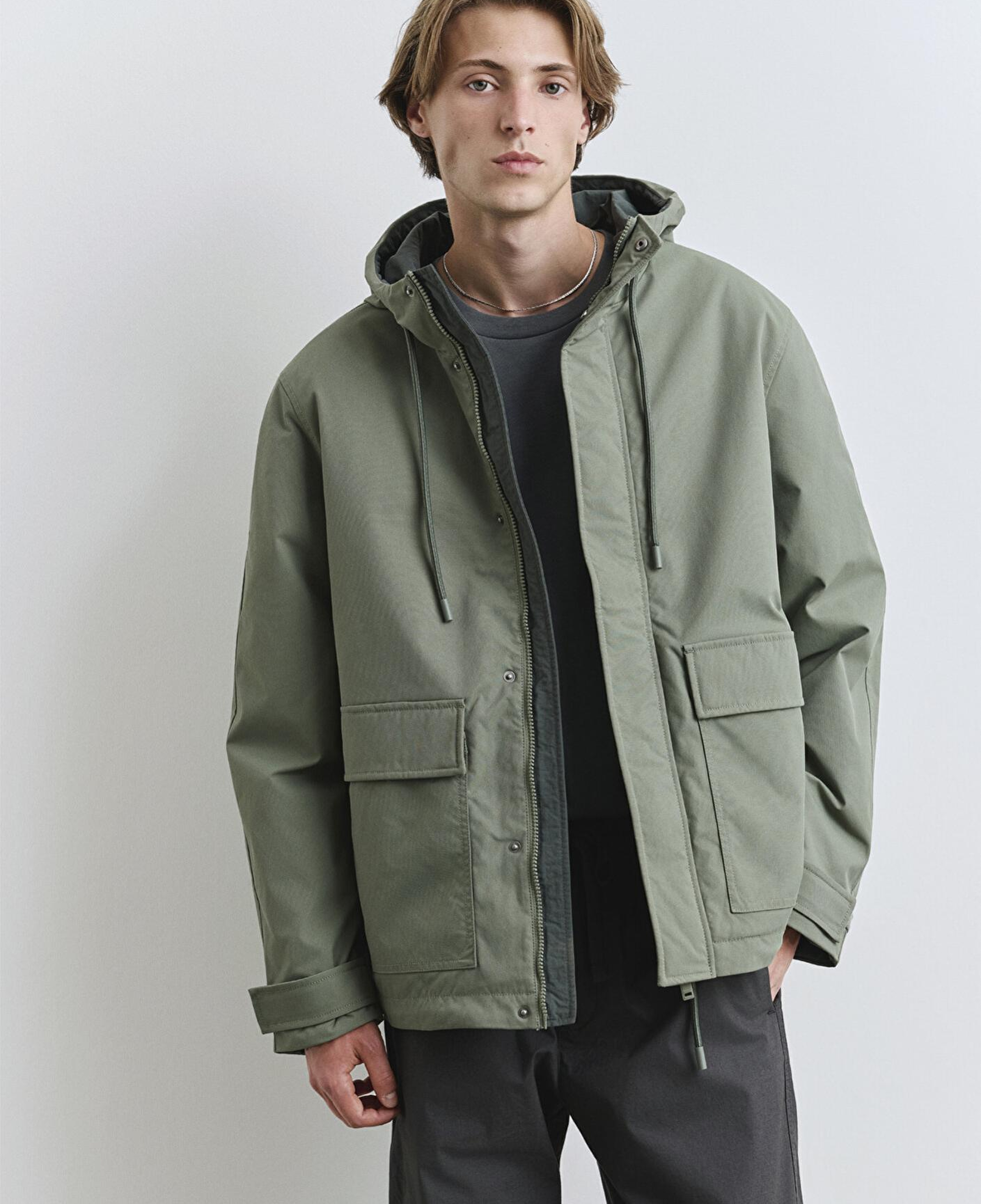 Mavi Kapüşonlu Yeşil Mont 0110620-80692