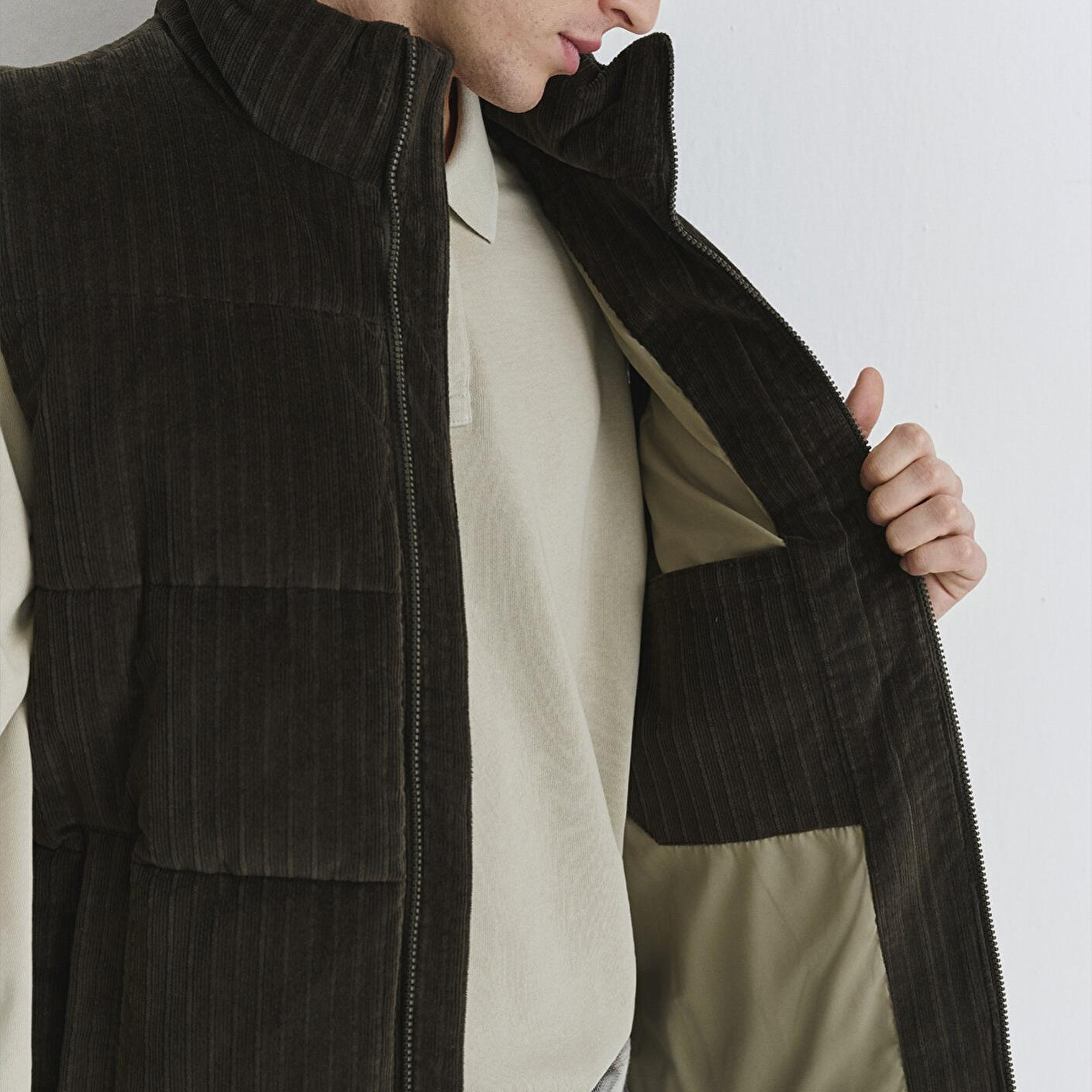 Mavi Kahverengi Kadife Şişme Yelek Regular Fit / Normal Kesim 0110659-71552