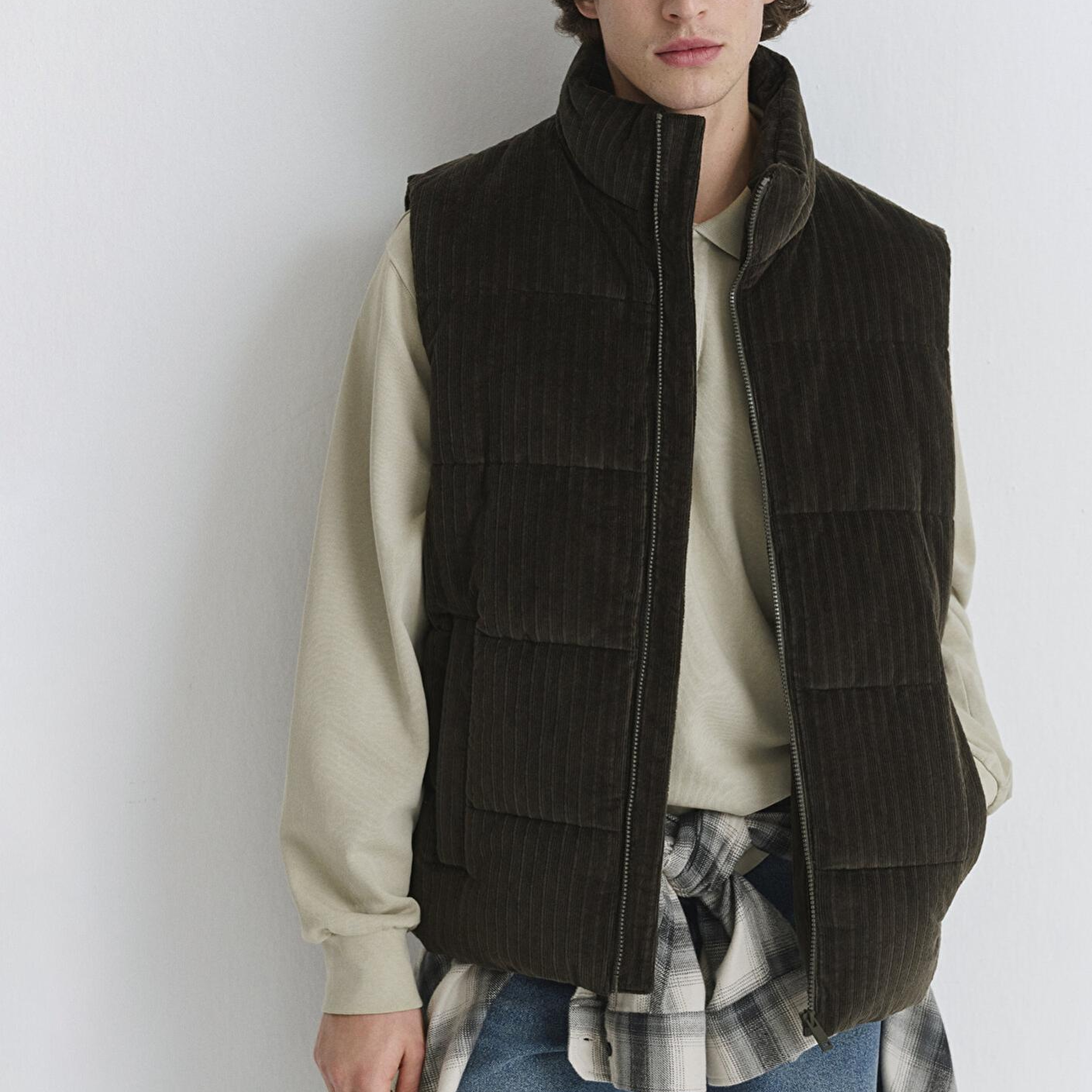 Mavi Kahverengi Kadife Şişme Yelek Regular Fit / Normal Kesim 0110659-71552