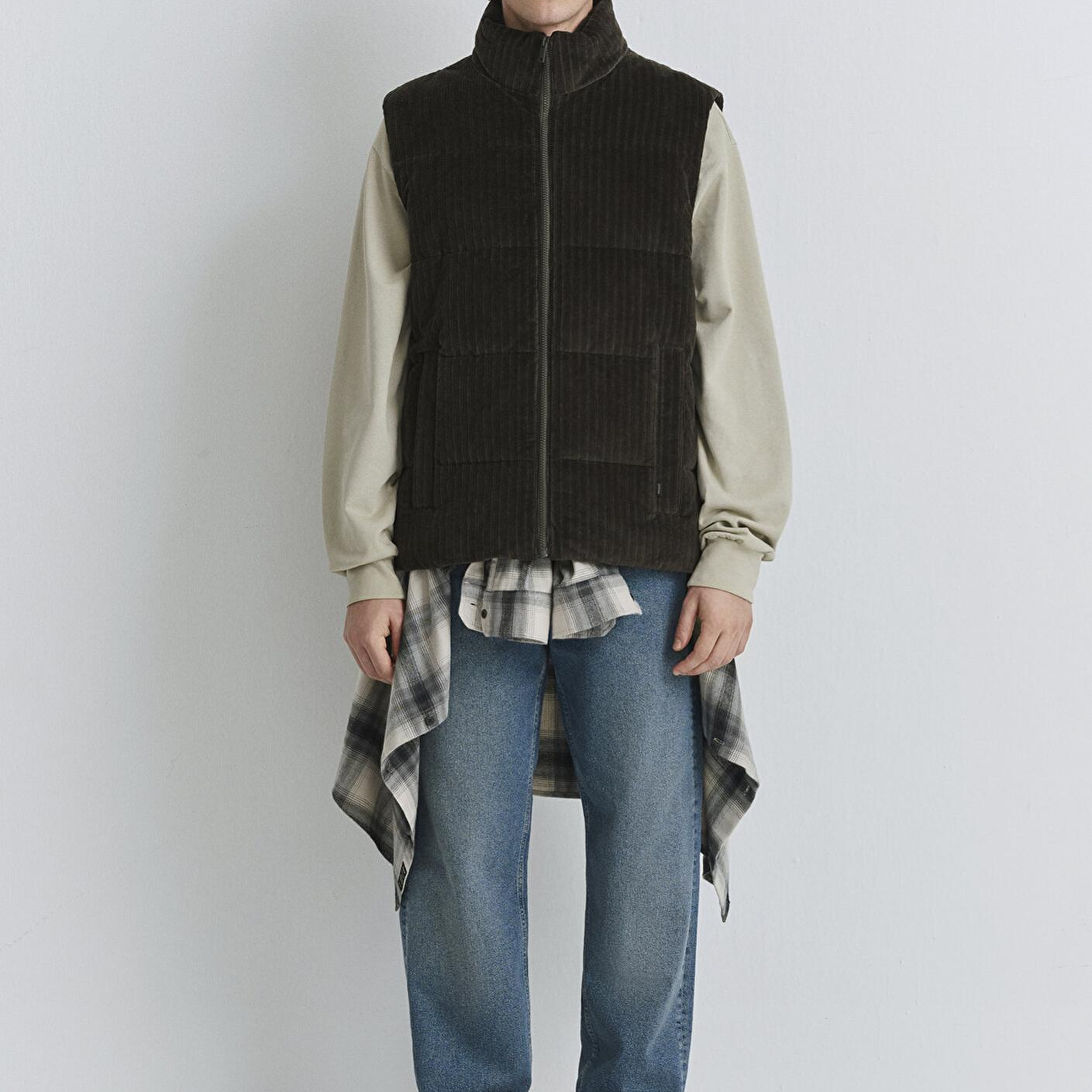 Mavi Kahverengi Kadife Şişme Yelek Regular Fit / Normal Kesim 0110659-71552