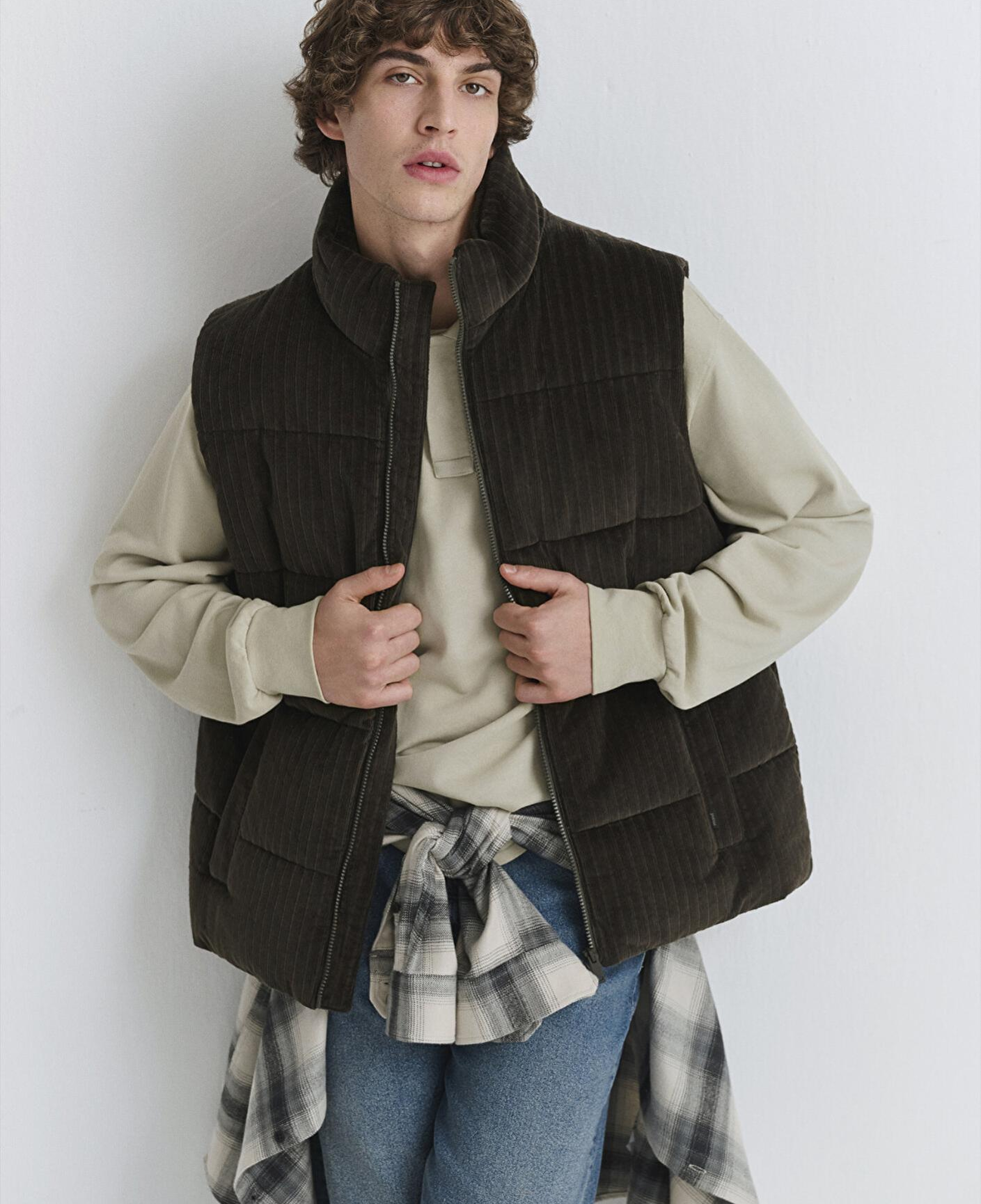 Mavi Kahverengi Kadife Şişme Yelek Regular Fit / Normal Kesim 0110659-71552