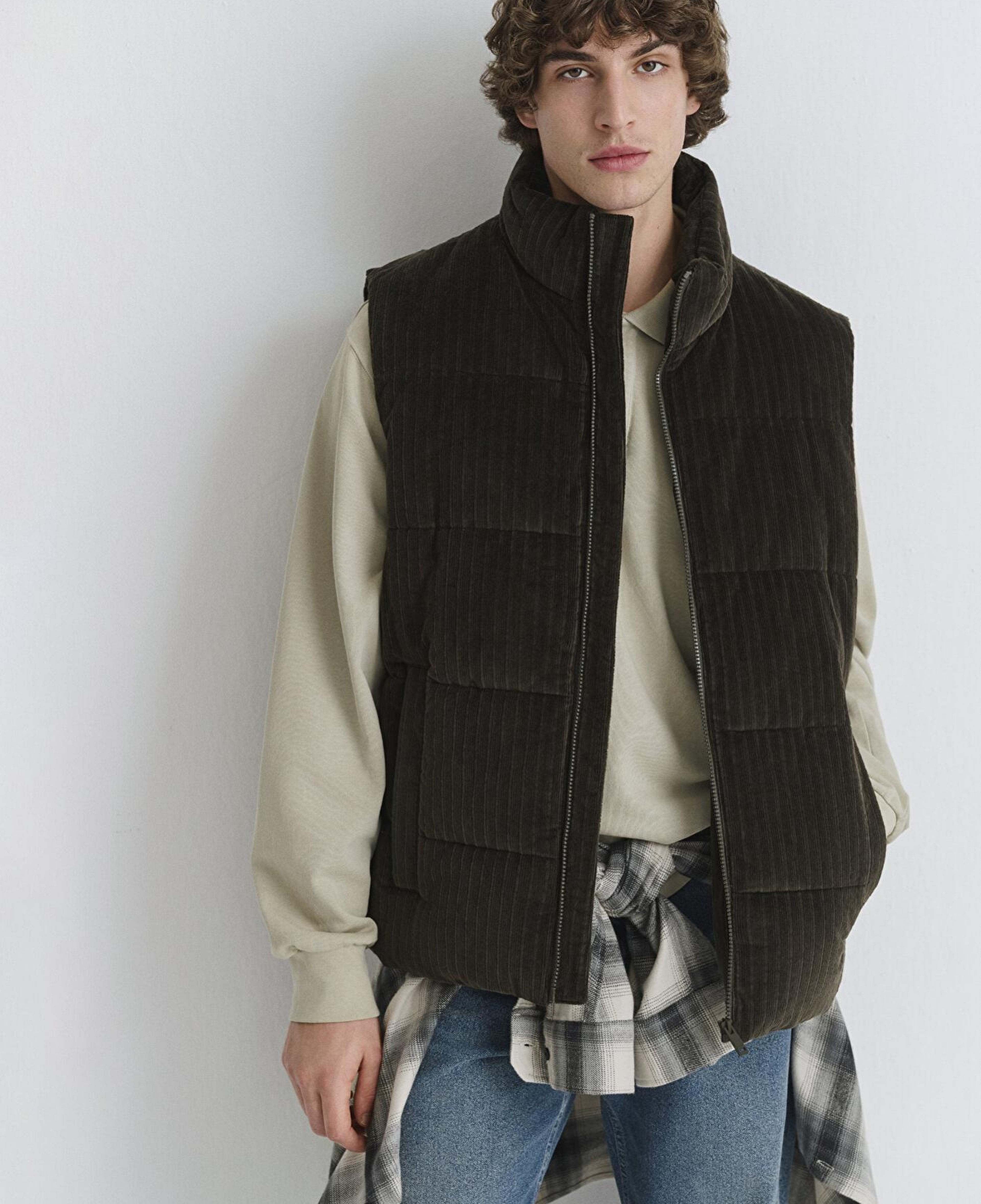 Mavi Kahverengi Kadife Şişme Yelek Regular Fit / Normal Kesim 0110659-71552