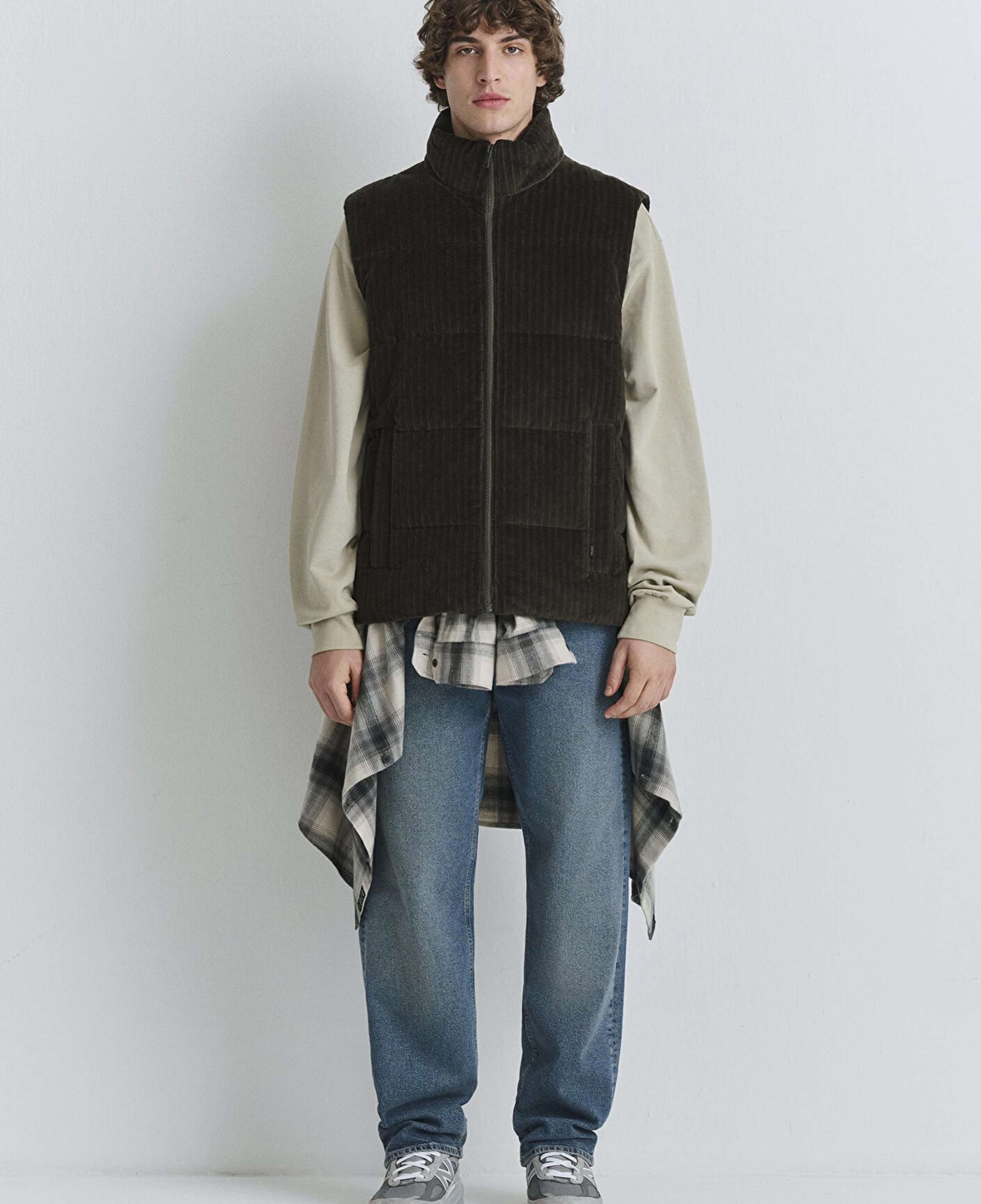 Mavi Kahverengi Kadife Şişme Yelek Regular Fit / Normal Kesim 0110659-71552