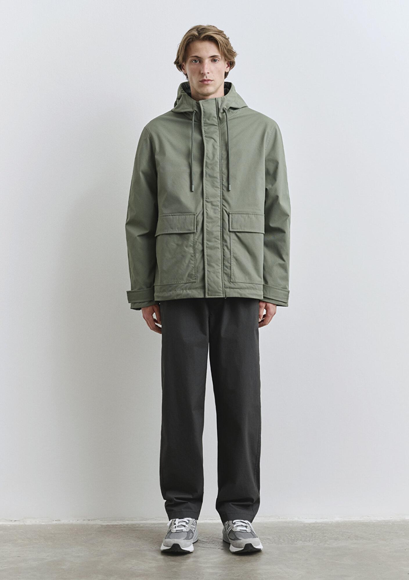 Mavi Kapüşonlu Yeşil Mont 0110620-80692