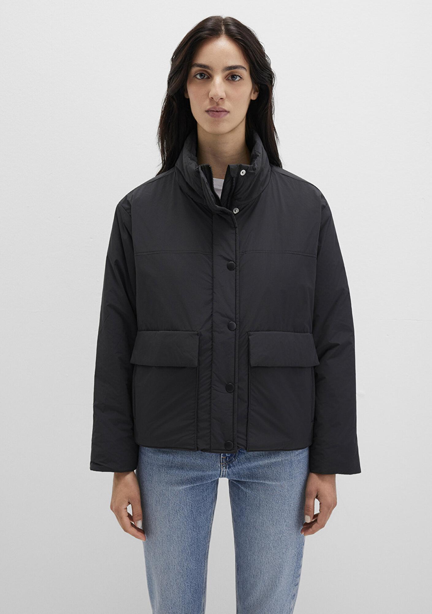 Mavi Su İtici Dik Yaka Siyah Ceket Loose Fit / Bol Rahat Kesim 1110618-900