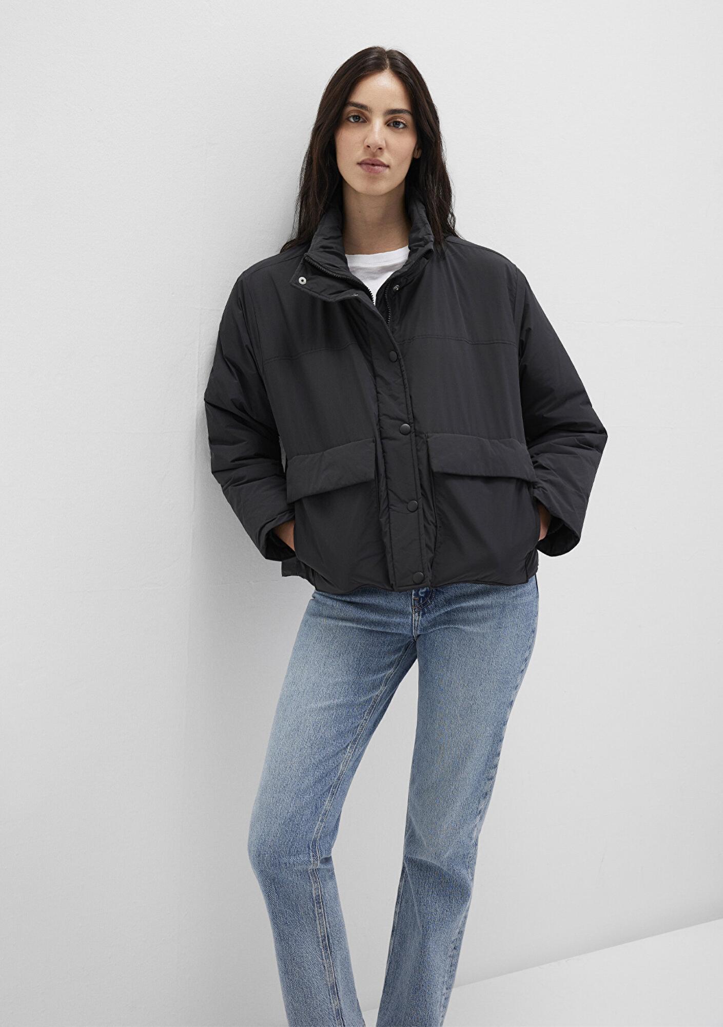 Mavi Su İtici Dik Yaka Siyah Ceket Loose Fit / Bol Rahat Kesim 1110618-900