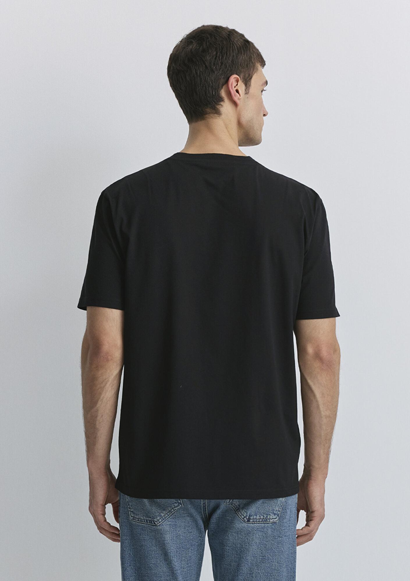 Mavi Mavi Patch Logo Baskılı Siyah Tişört Loose Fit / Bol Rahat Kesim 0612579-900