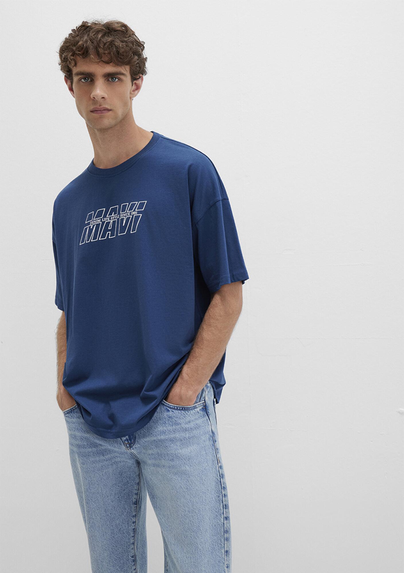 Mavi Mavi Baskılı Lacivert Tişört Oversize / Geniş Kesim 0611827-89287