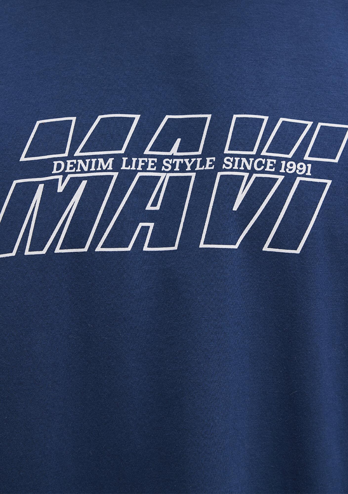 Mavi Mavi Baskılı Lacivert Tişört Oversize / Geniş Kesim 0611827-89287