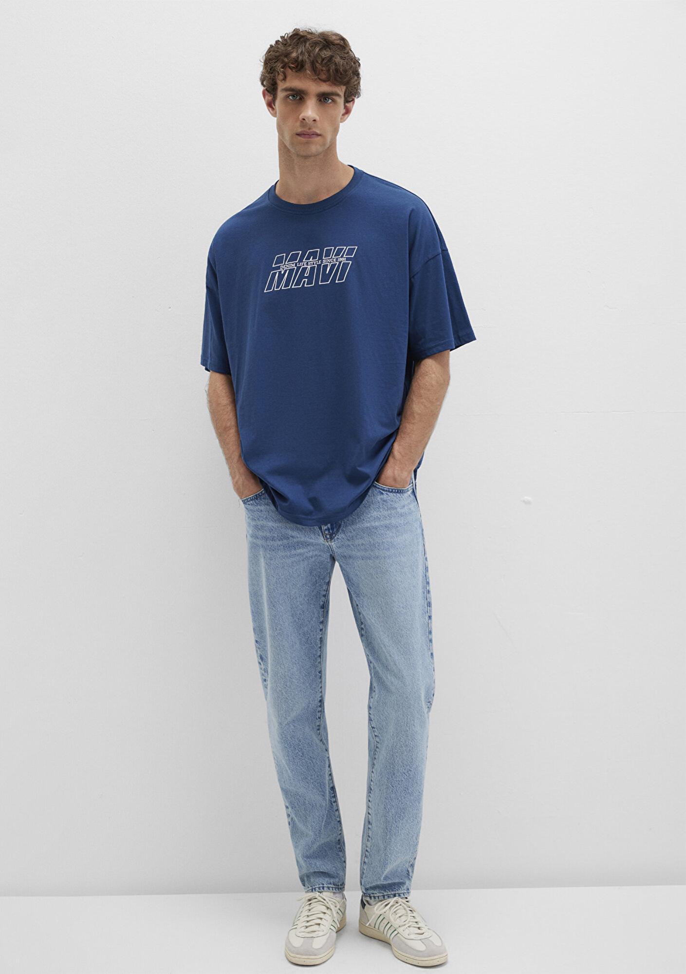 Mavi Mavi Baskılı Lacivert Tişört Oversize / Geniş Kesim 0611827-89287