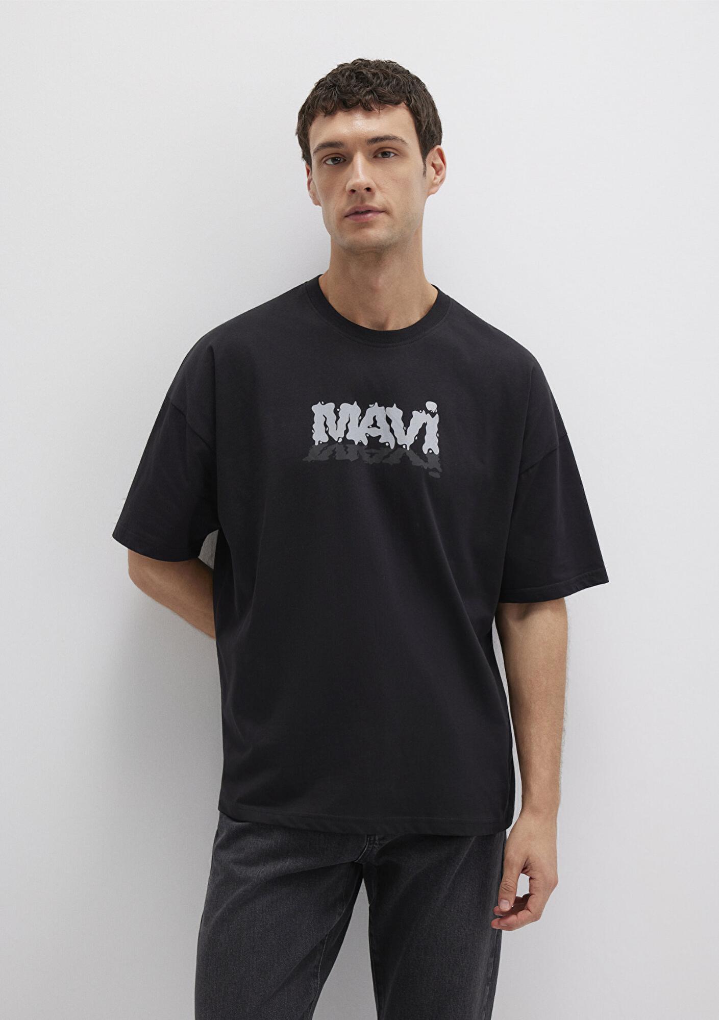 Mavi Mavi Logo Baskılı Siyah Tişört Oversize / Geniş Kesim 0611828-900