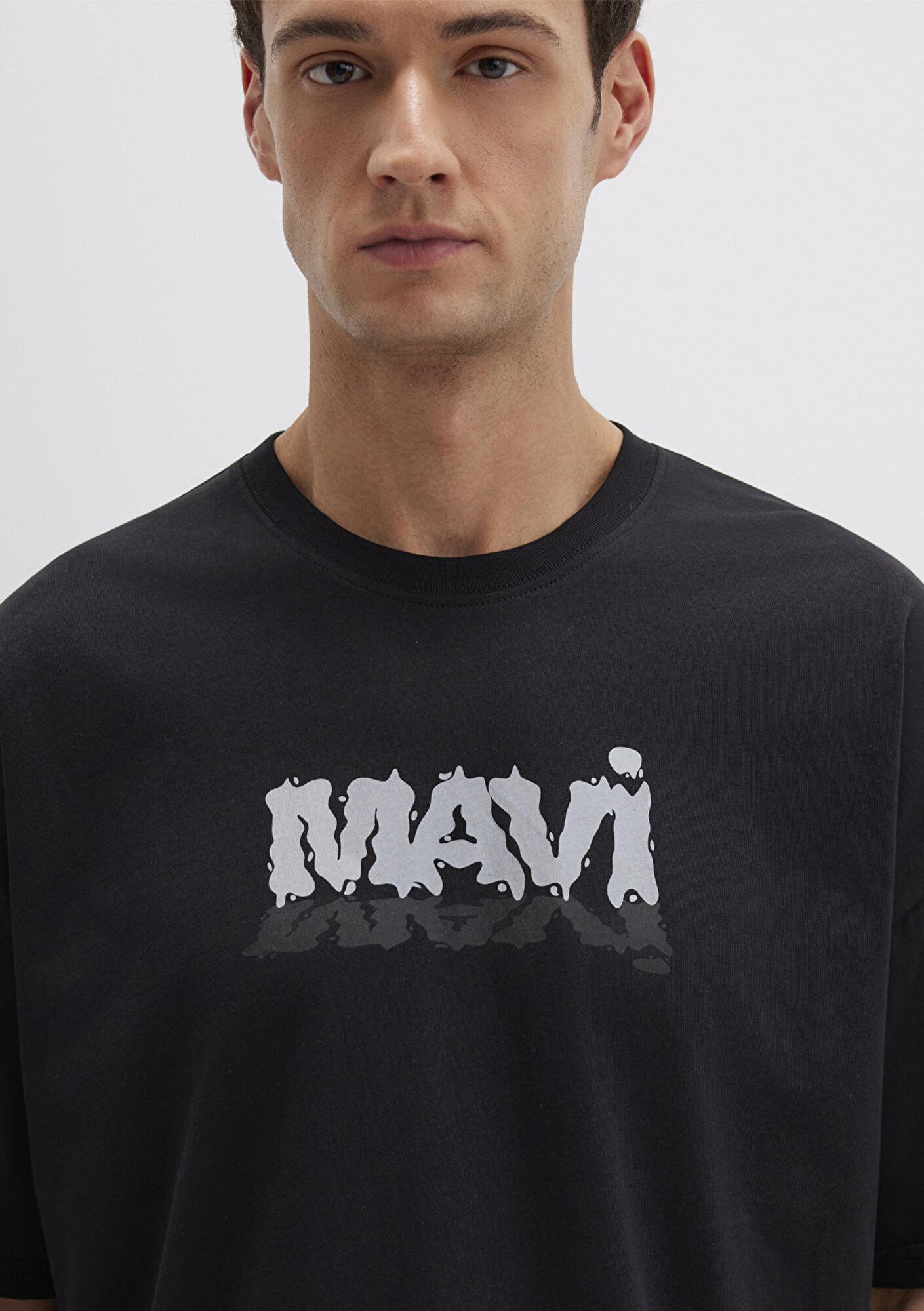 Mavi Mavi Logo Baskılı Siyah Tişört Oversize / Geniş Kesim 0611828-900