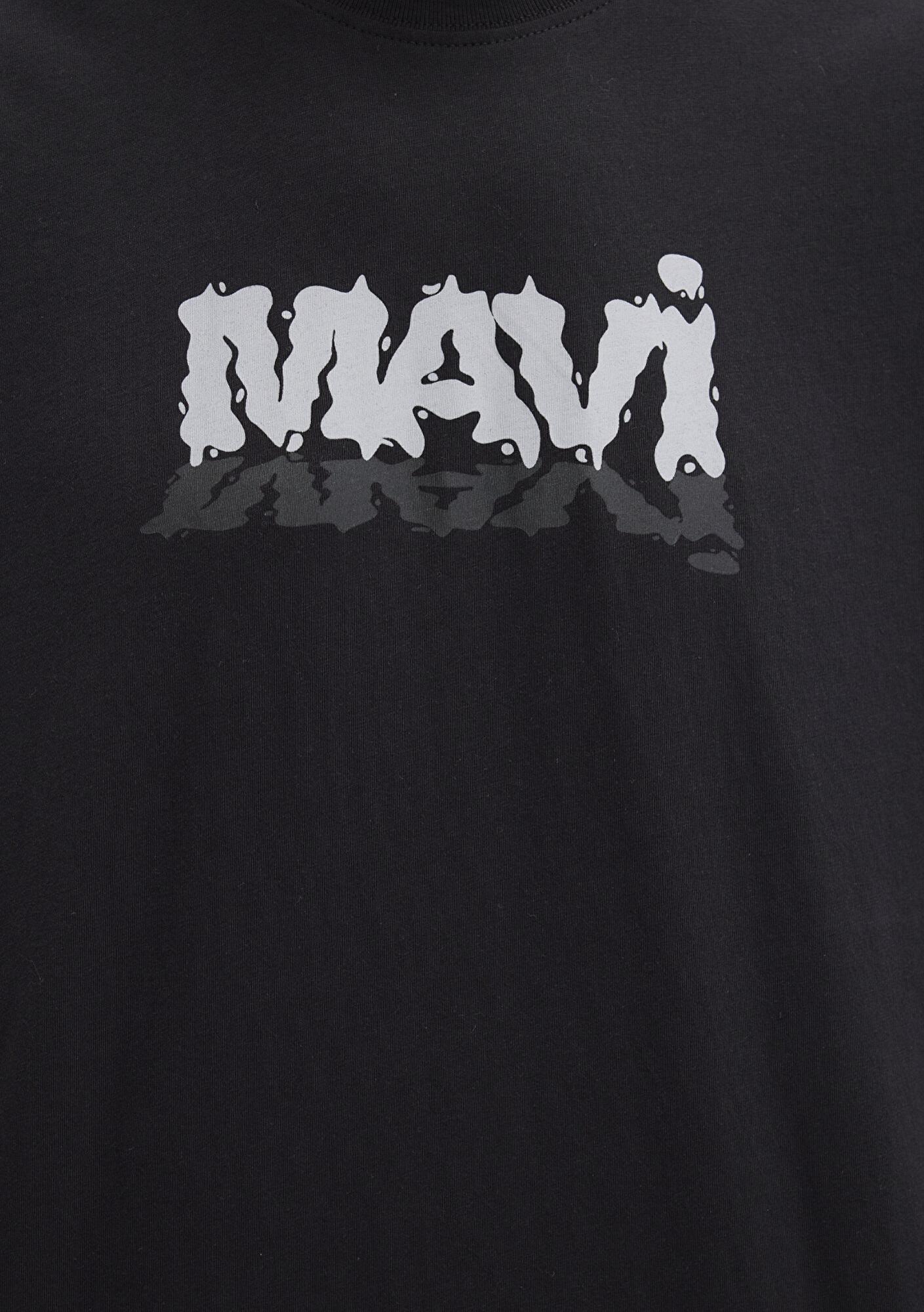 Mavi Mavi Logo Baskılı Siyah Tişört Oversize / Geniş Kesim 0611828-900