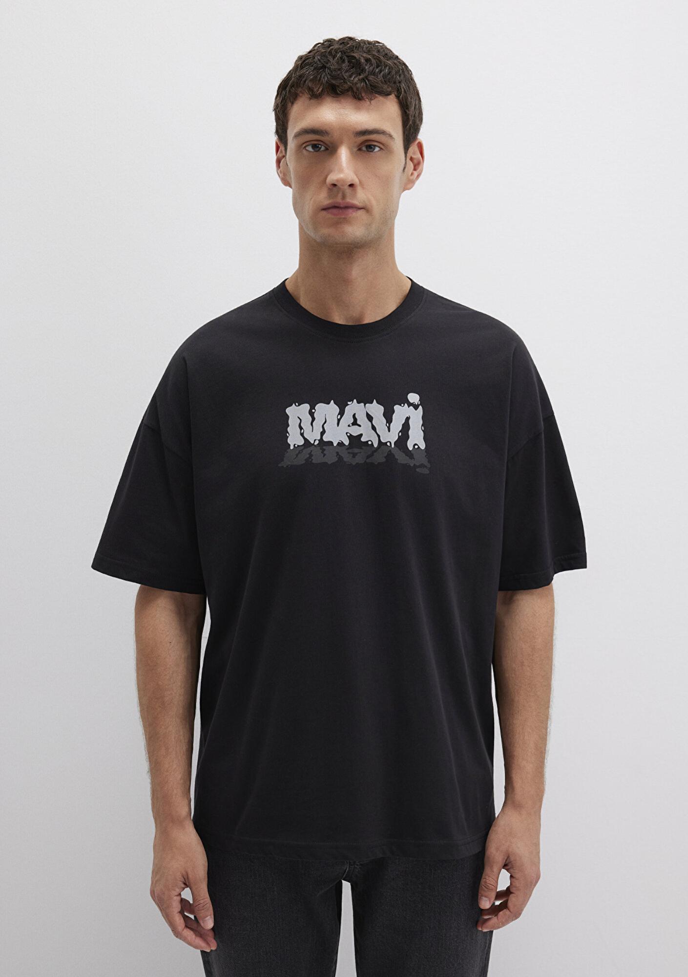 Mavi Mavi Logo Baskılı Siyah Tişört Oversize / Geniş Kesim 0611828-900