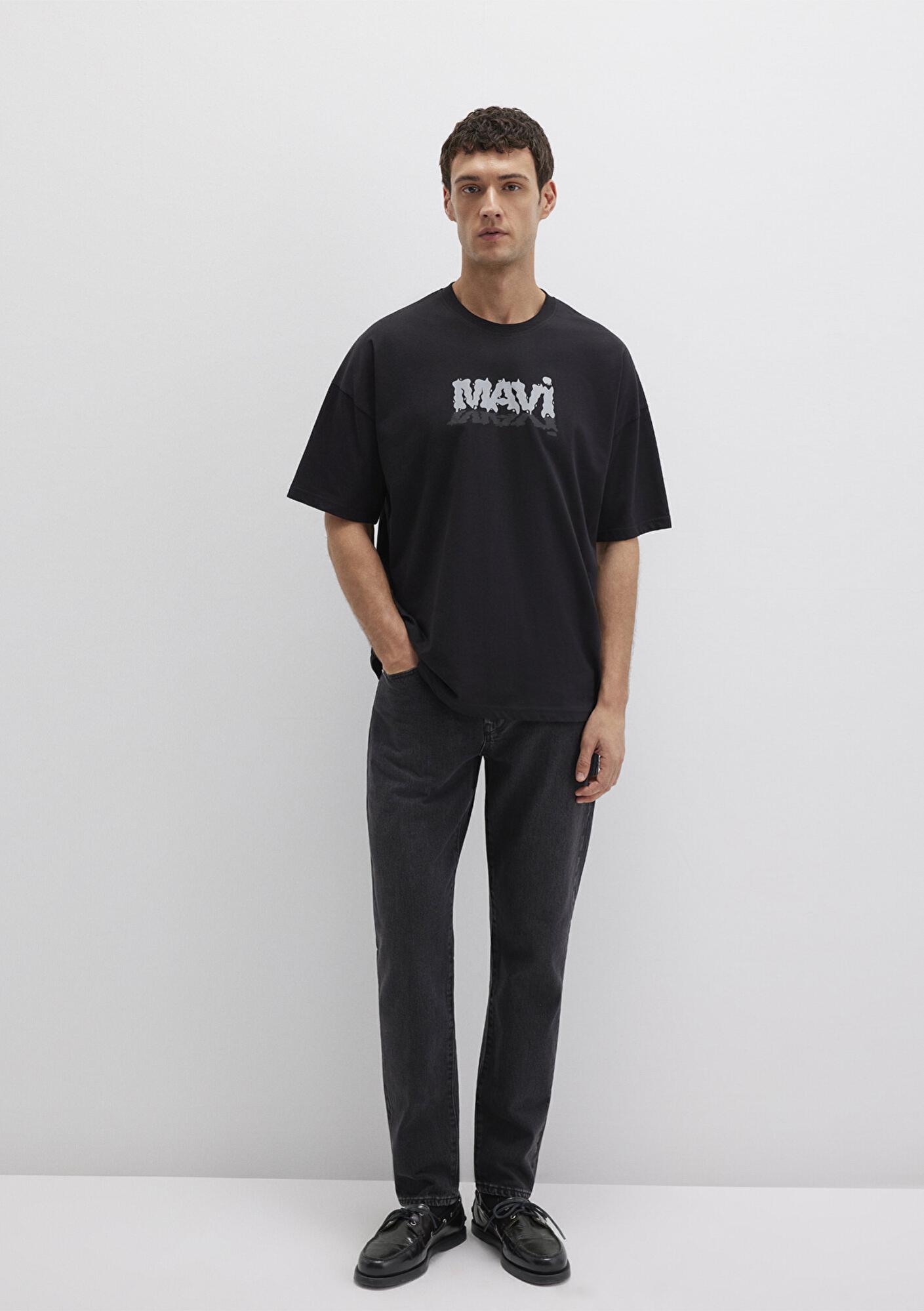 Mavi Mavi Logo Baskılı Siyah Tişört Oversize / Geniş Kesim 0611828-900