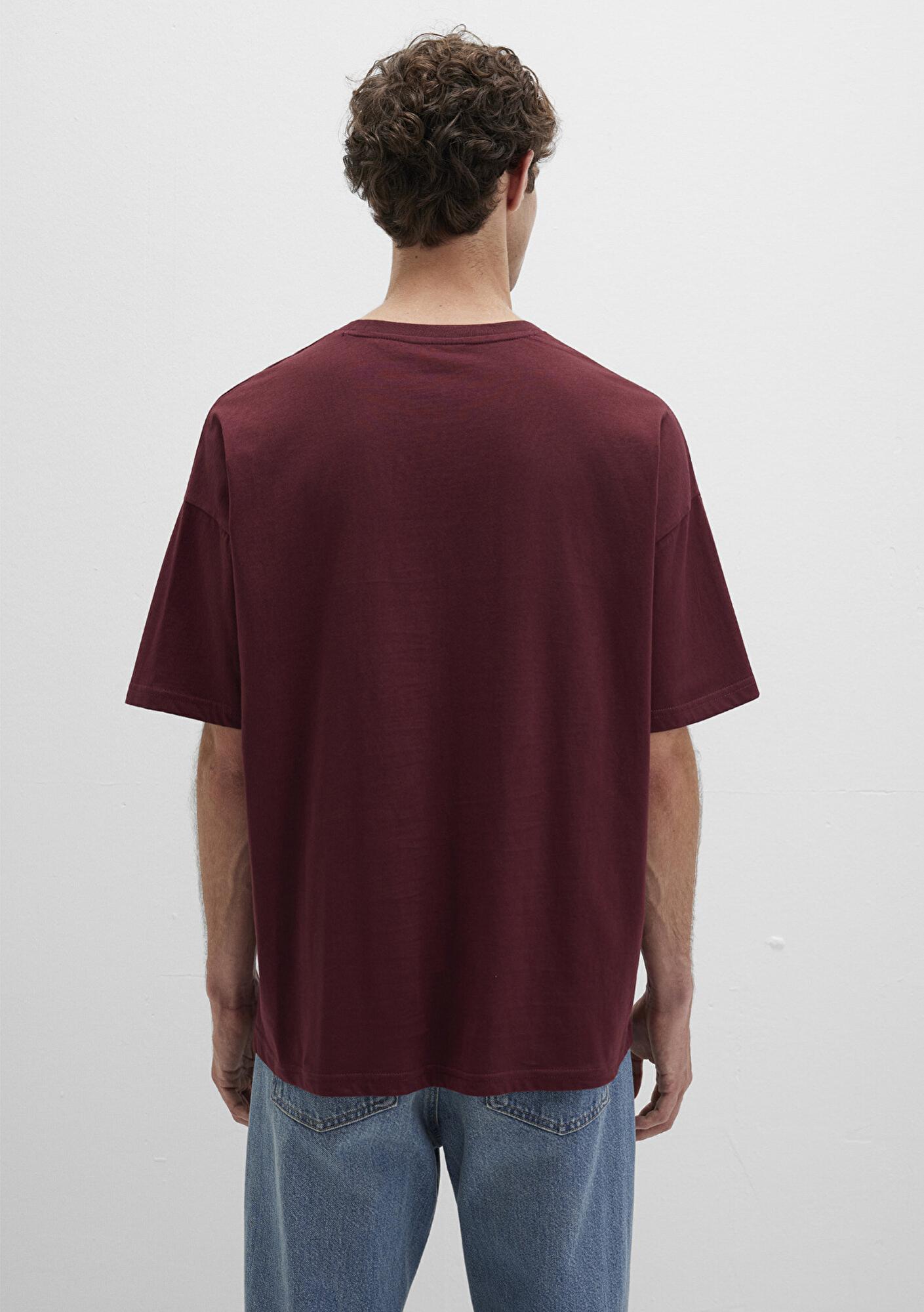 Mavi Mavi Baskılı Bordo Tişört Oversize / Geniş Kesim 0611827-70396