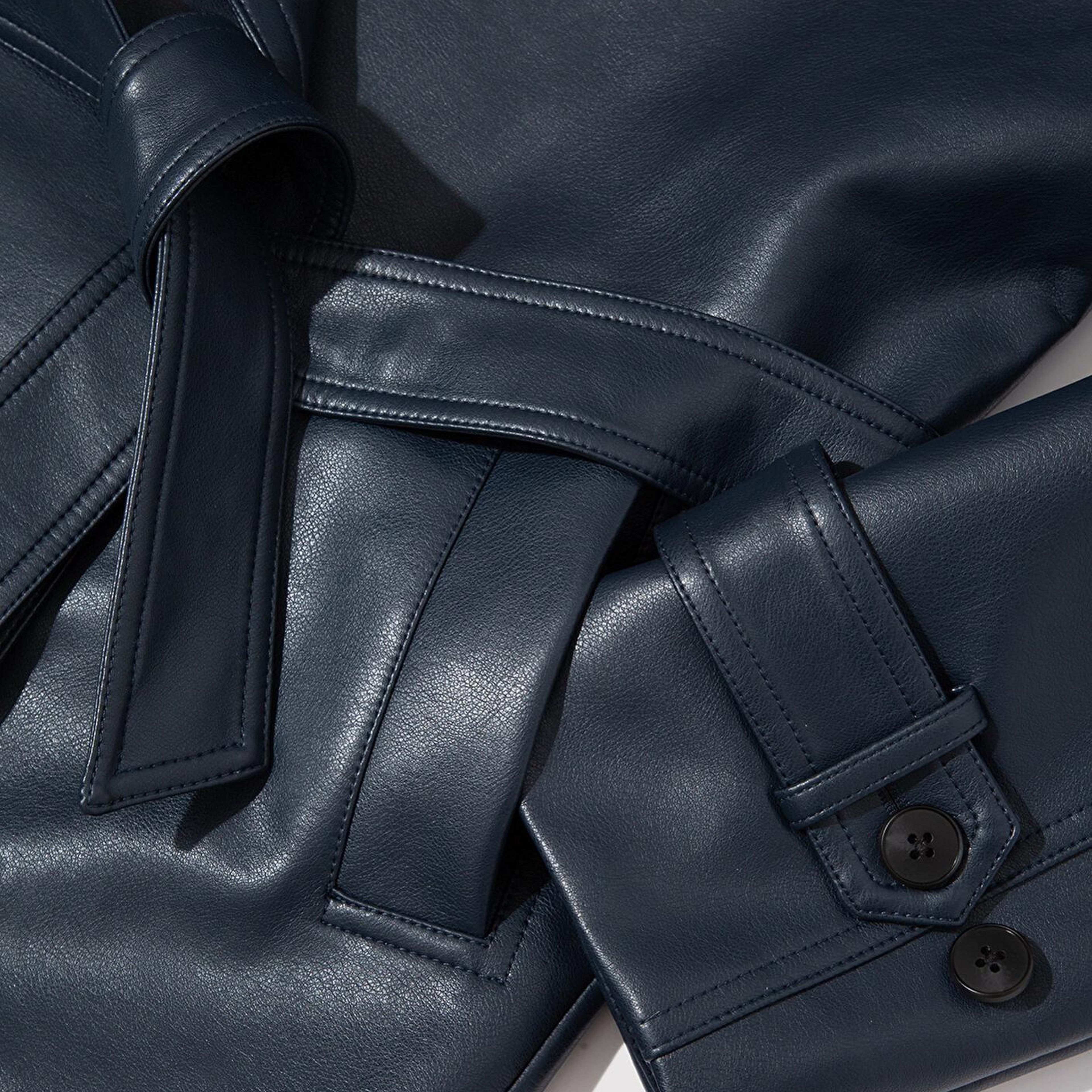 Mavi Lacivert Suni Kürk Detaylı Suni Deri Ceket Loose Fit / Bol Rahat Kesim 1110717-87822