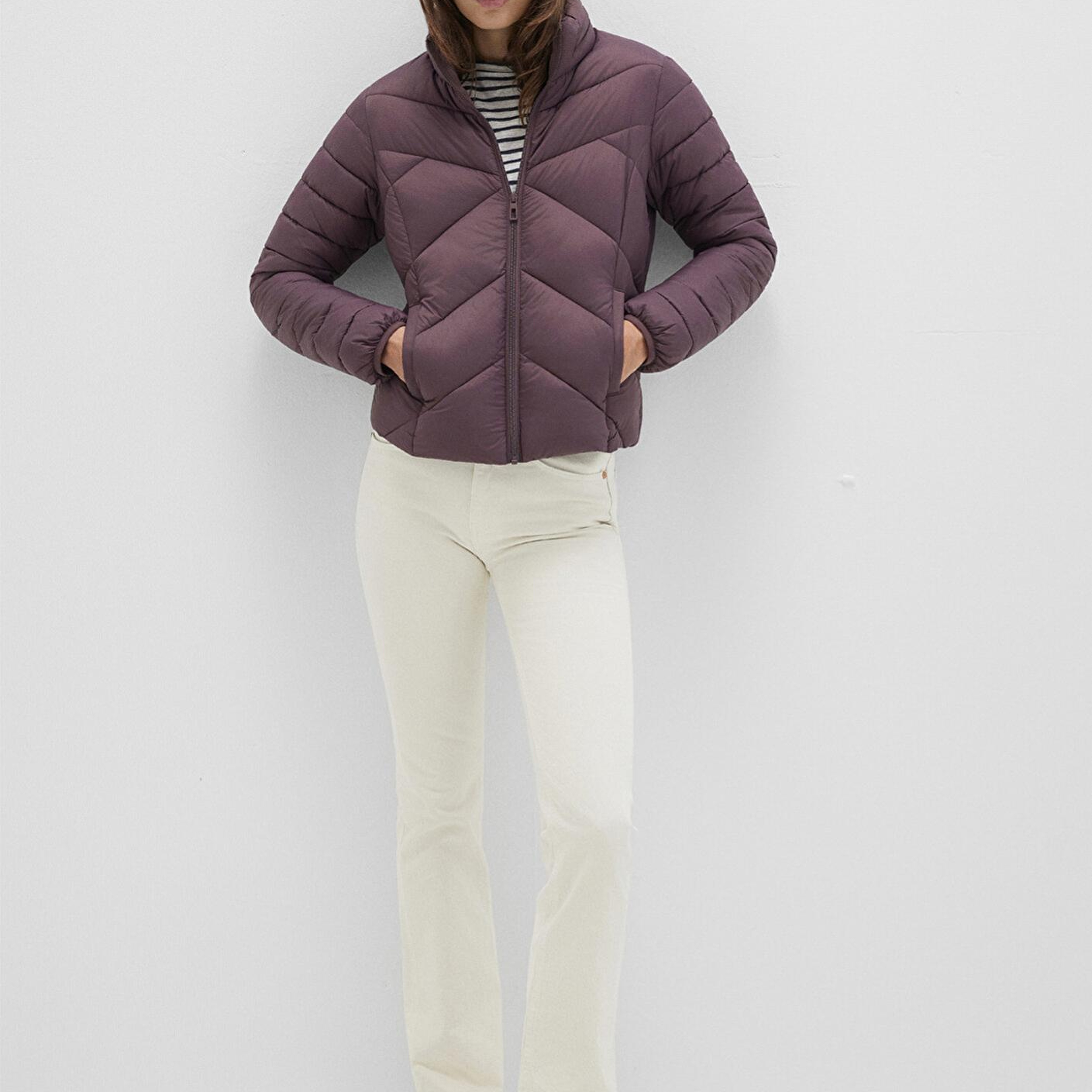 Mavi Su İtici Dik Yaka Mor Şişme Mont 110698-70260