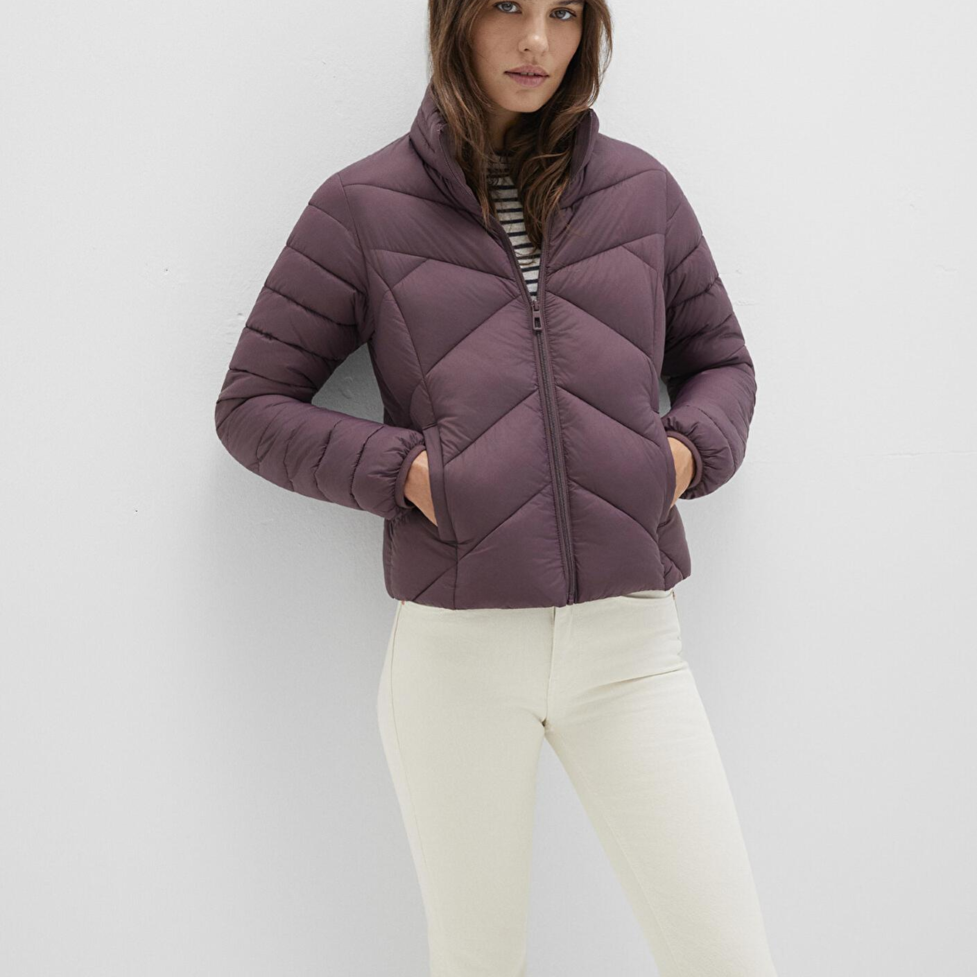 Mavi Su İtici Dik Yaka Mor Şişme Mont 110698-70260