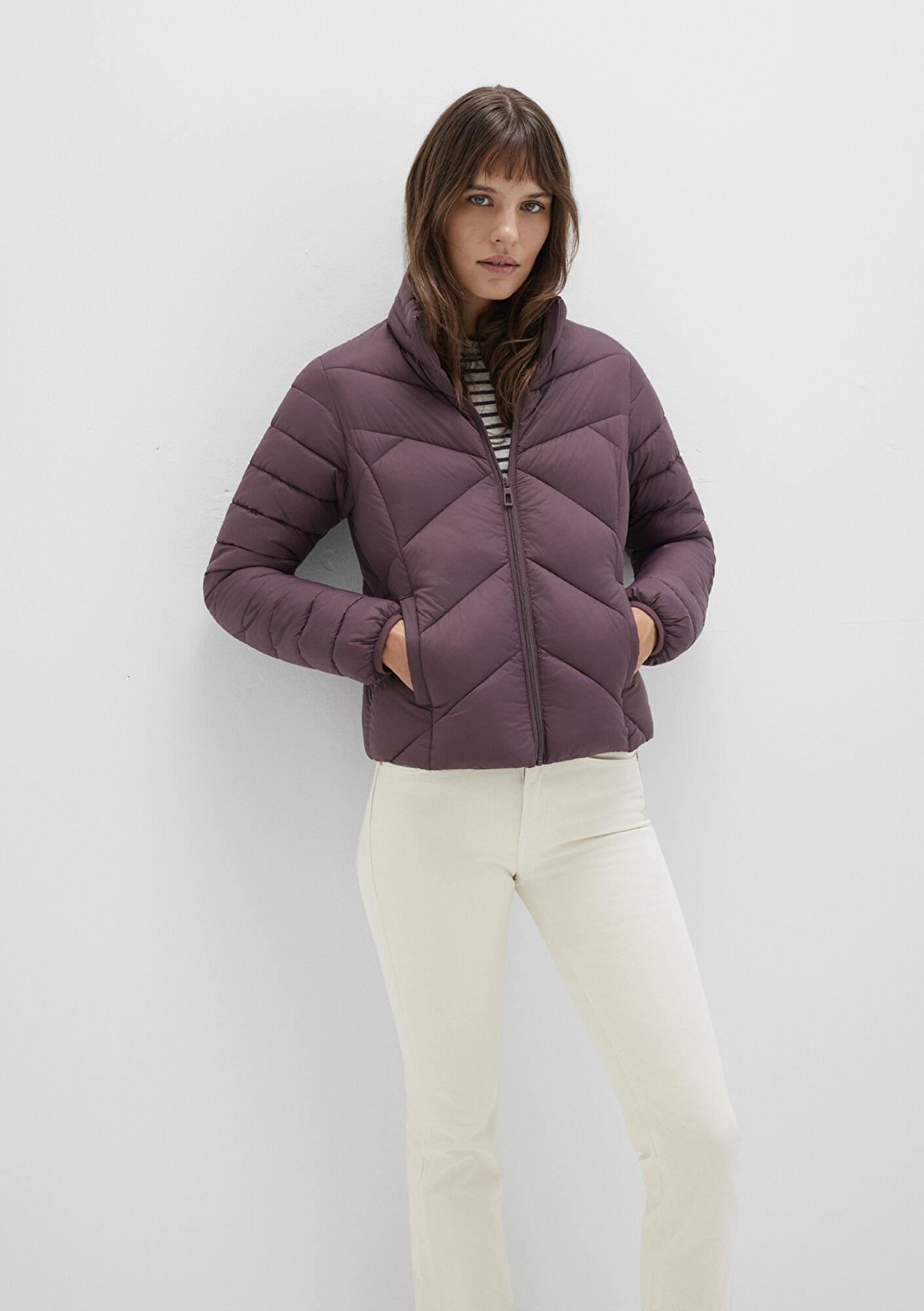 Mavi Su İtici Dik Yaka Mor Şişme Mont 110698-70260