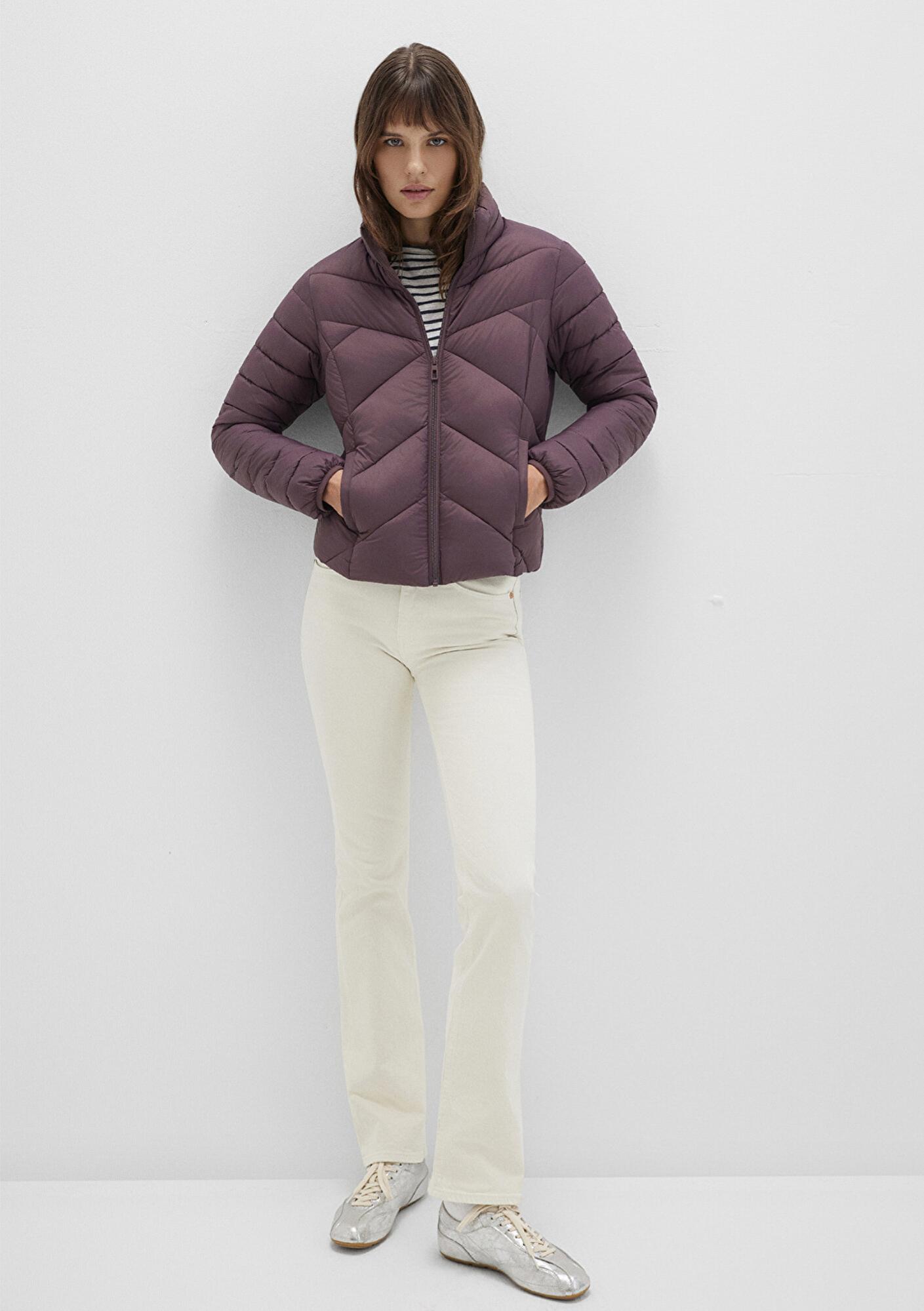 Mavi Su İtici Dik Yaka Mor Şişme Mont 110698-70260