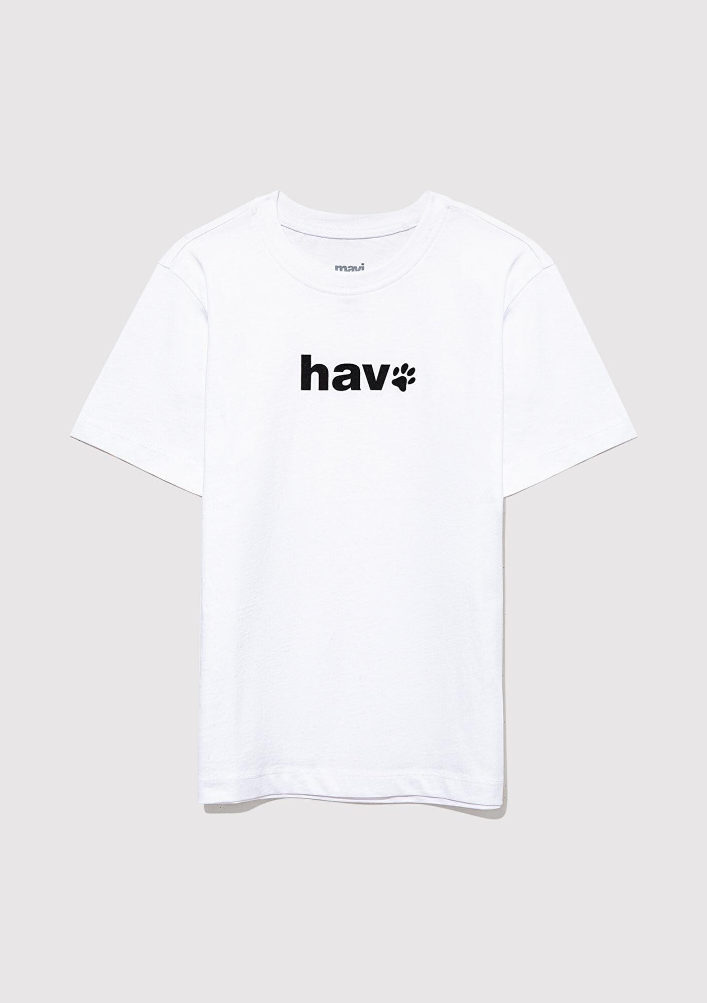 Mavi Hav Baskılı Beyaz Çocuk Tişört Regular Fit / Normal Kesim 6610350-620