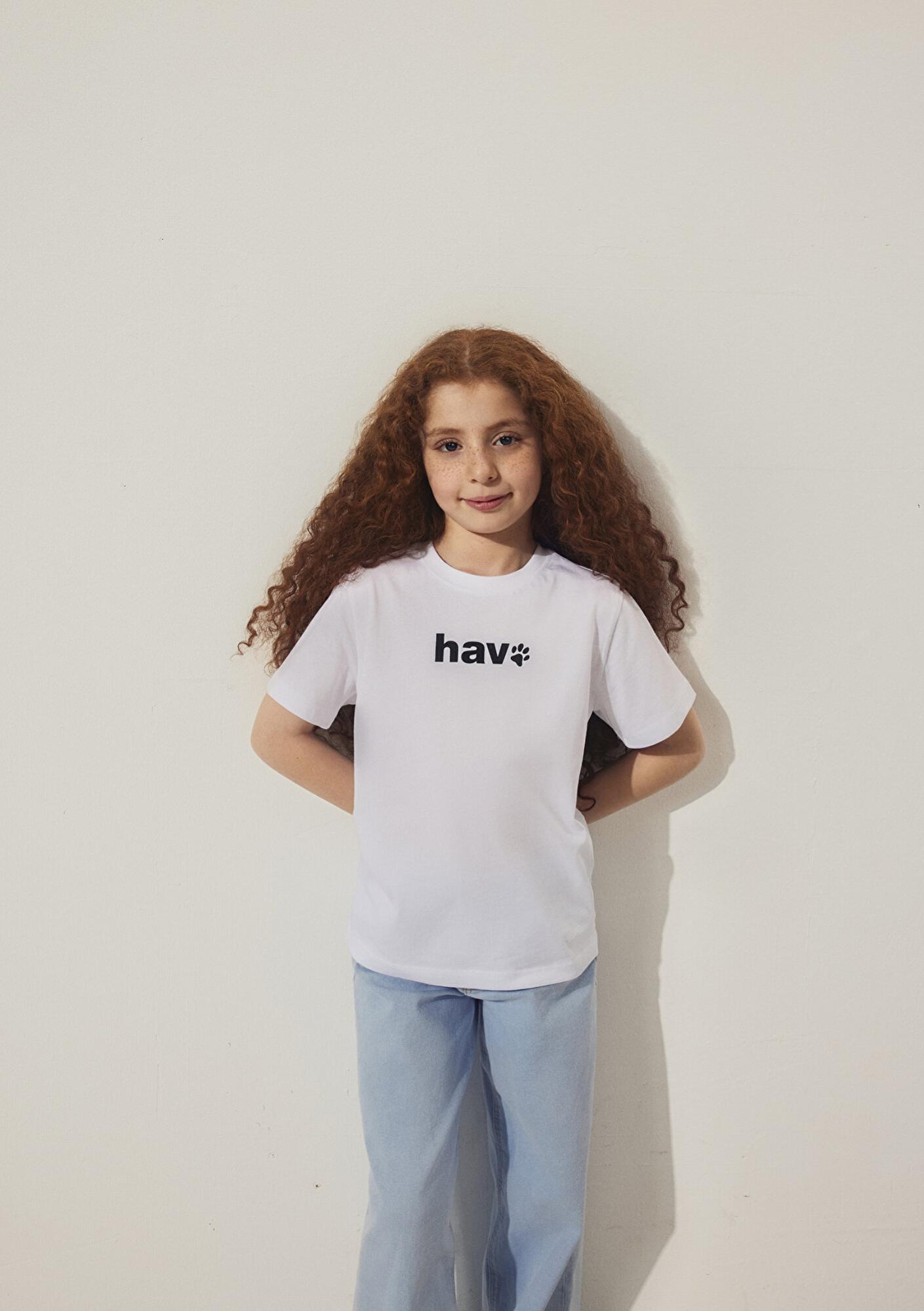 Mavi Hav Baskılı Beyaz Çocuk Tişört Regular Fit / Normal Kesim 6610350-620