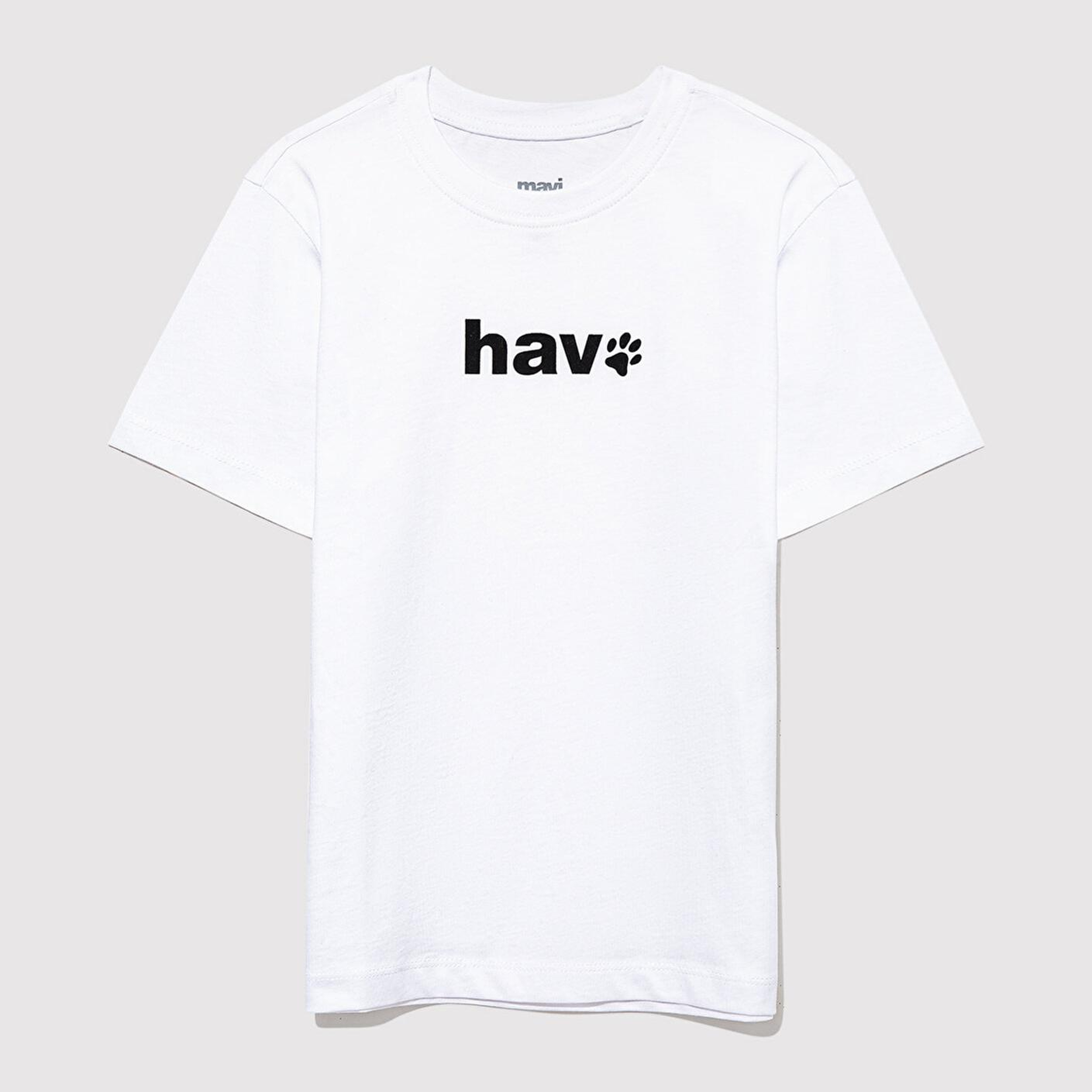 Mavi Hav Baskılı Beyaz Çocuk Tişört Regular Fit / Normal Kesim 6610350-620