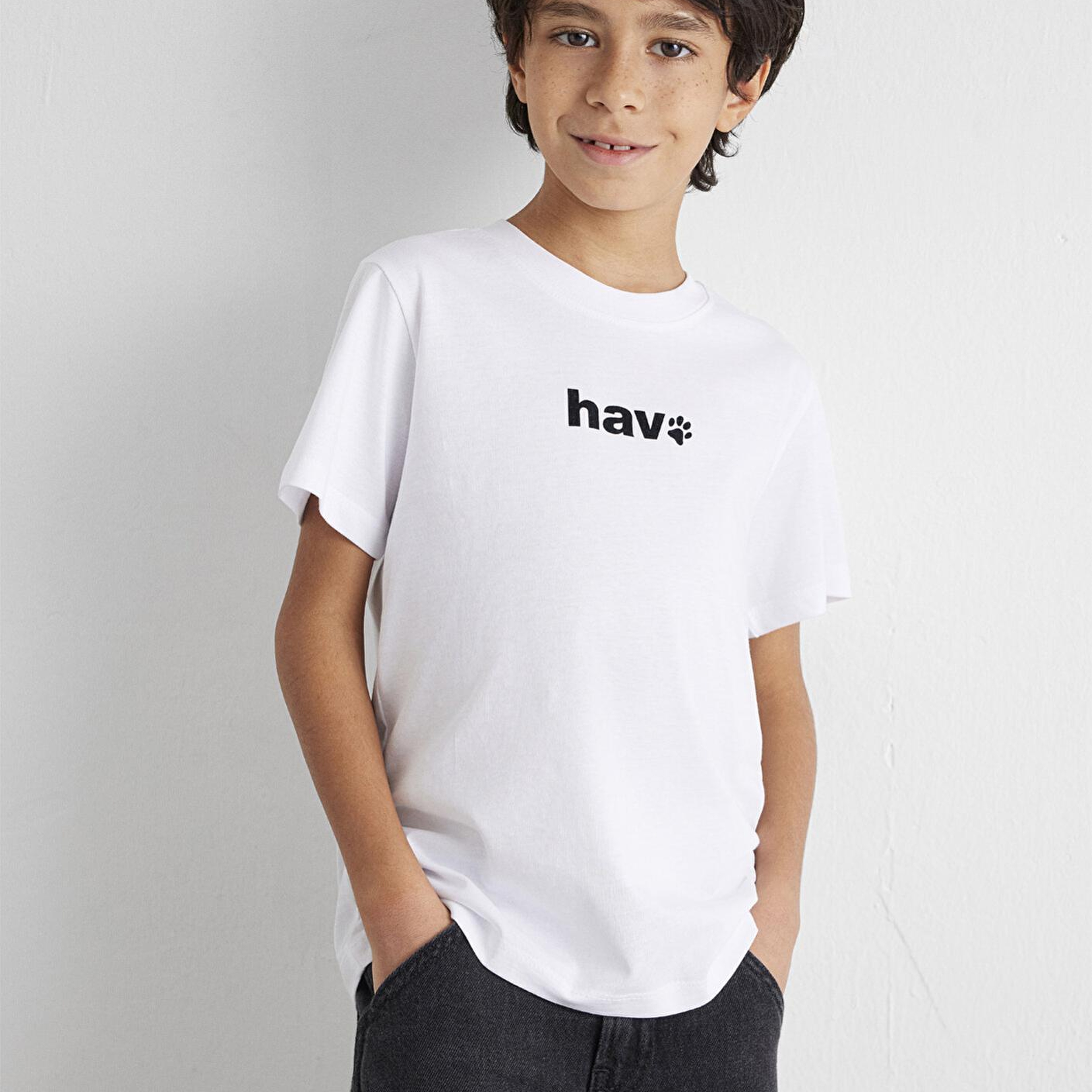 Mavi Hav Baskılı Beyaz Çocuk Tişört Regular Fit / Normal Kesim 6610350-620