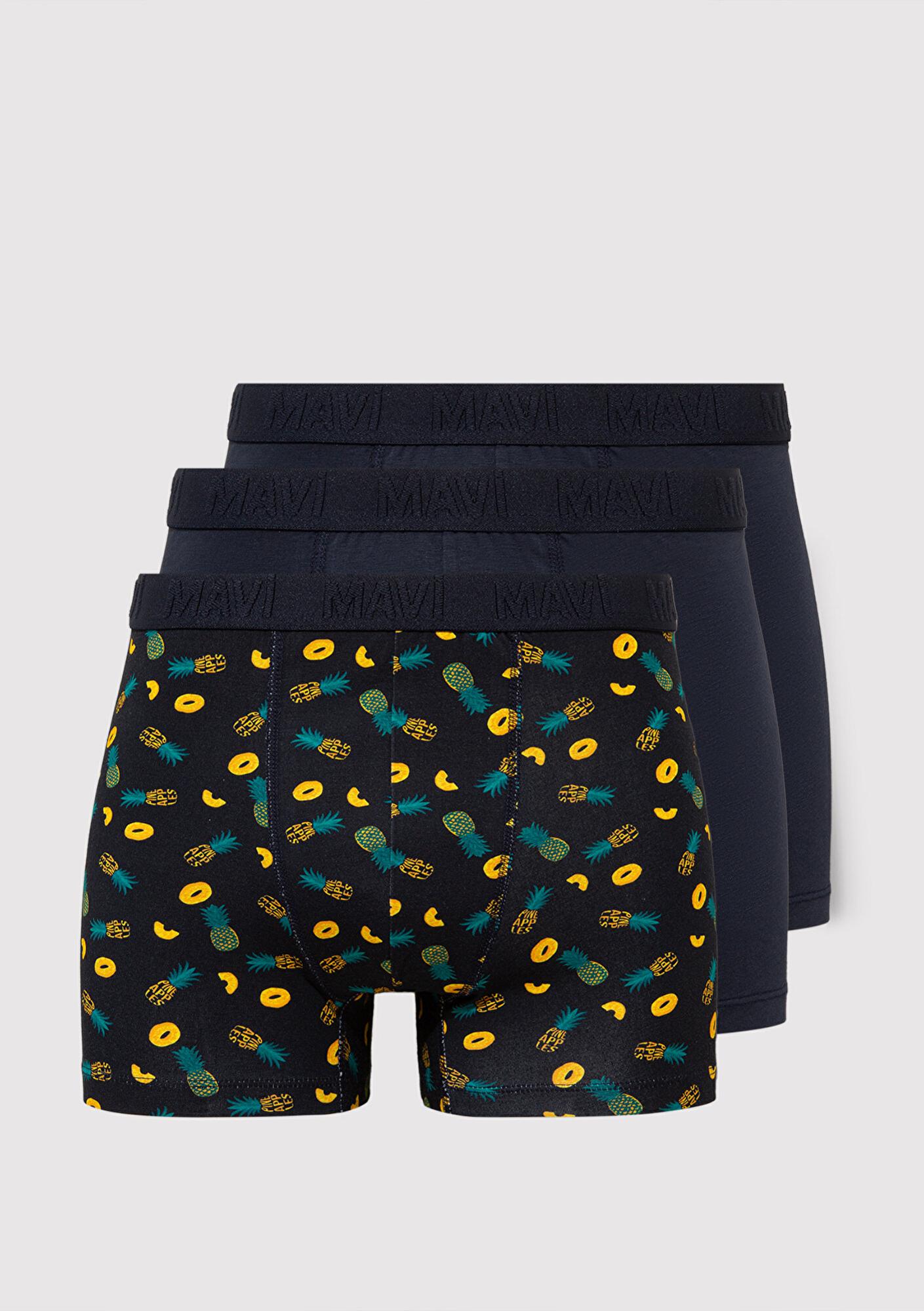 Mavi 3lü Baskılı Lacivert Boxer 0911909-70490