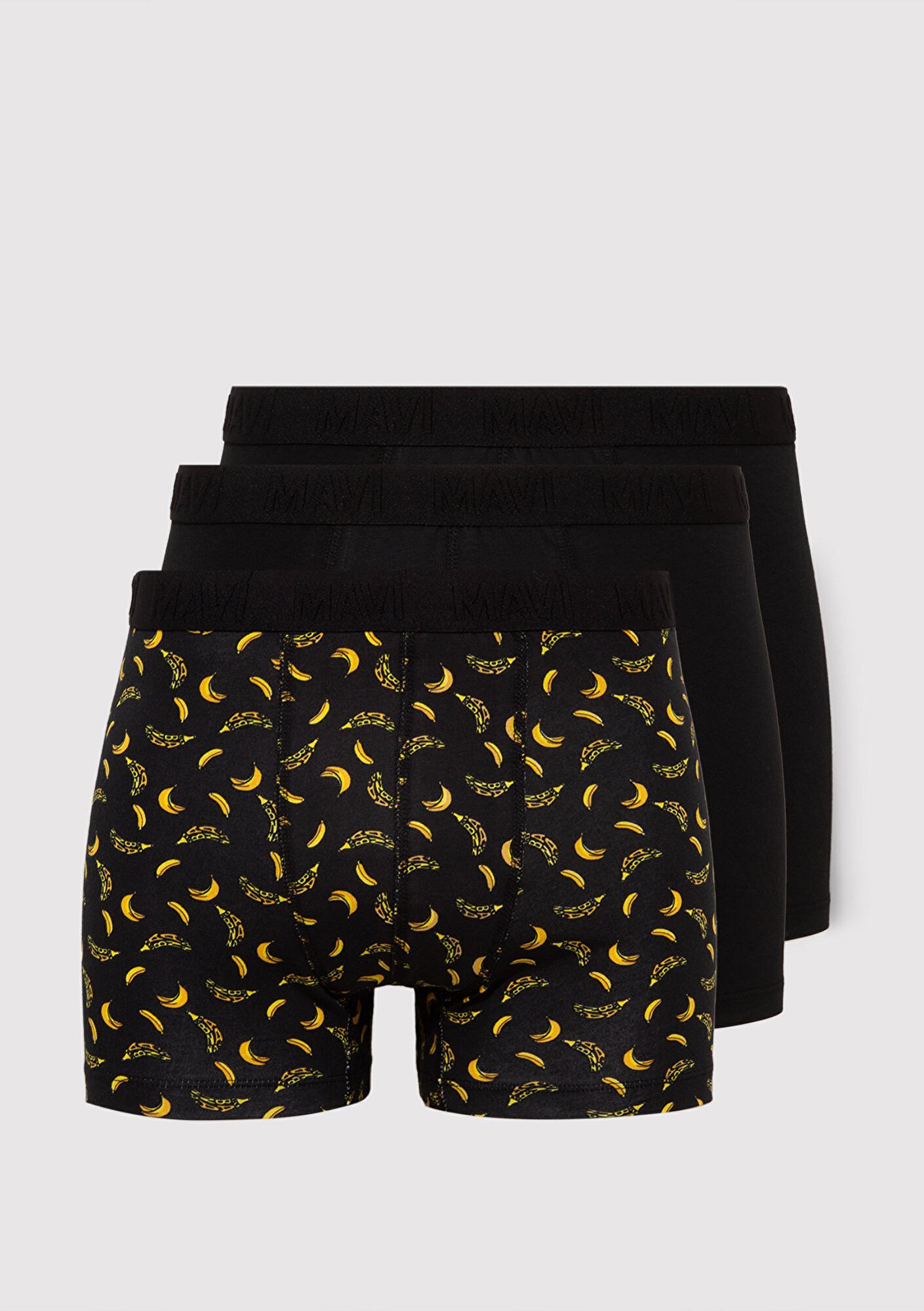 Mavi 3lü Baskılı Siyah Boxer 0911910-900