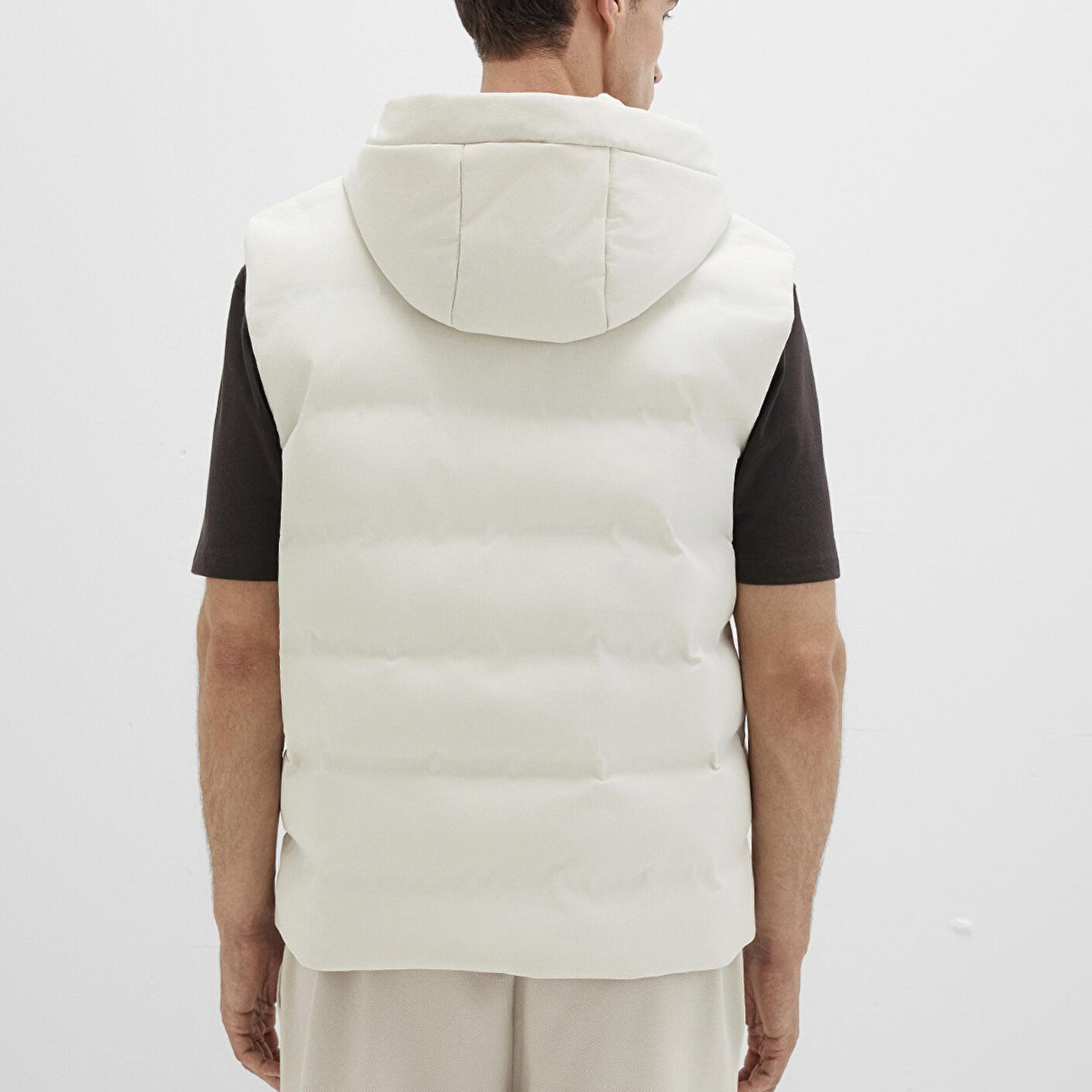 Mavi Kapüşonlu Ekru Şişme Yelek Regular Fit / Normal Kesim 0110619-70134