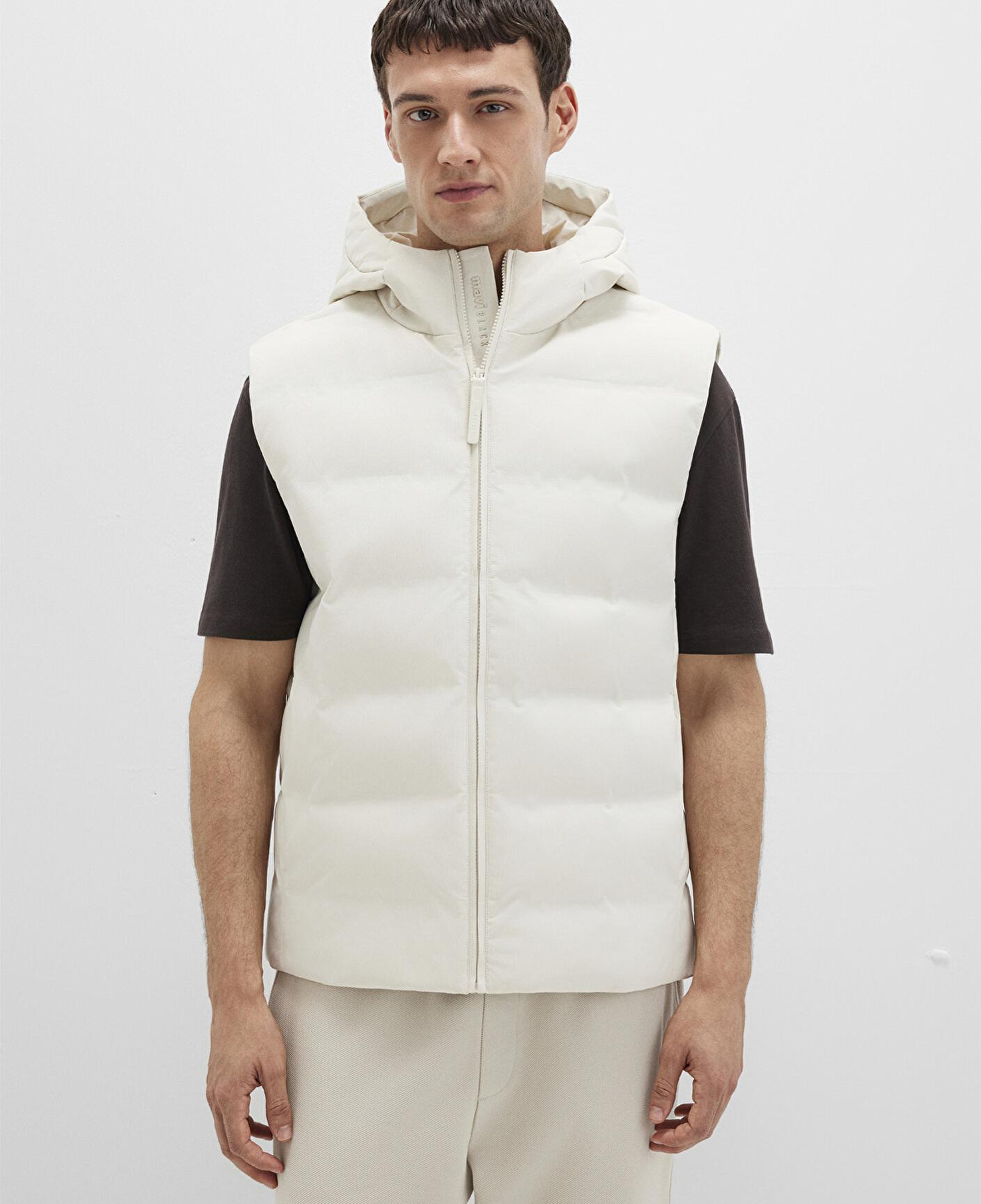 Mavi Kapüşonlu Ekru Şişme Yelek Regular Fit / Normal Kesim 0110619-70134