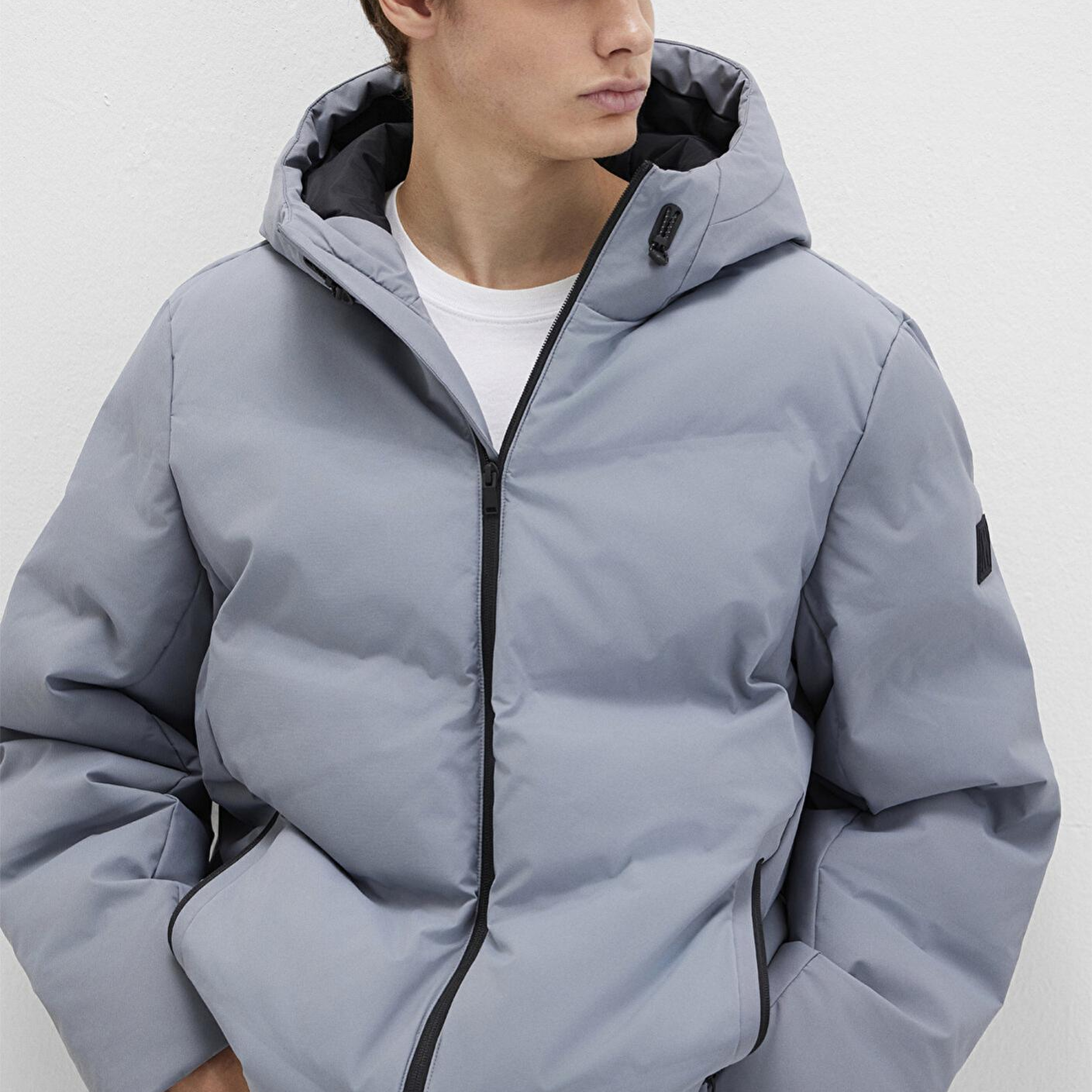 Mavi Su İtici Kapüşonlu Gri Şişme Mont 0110651-85550