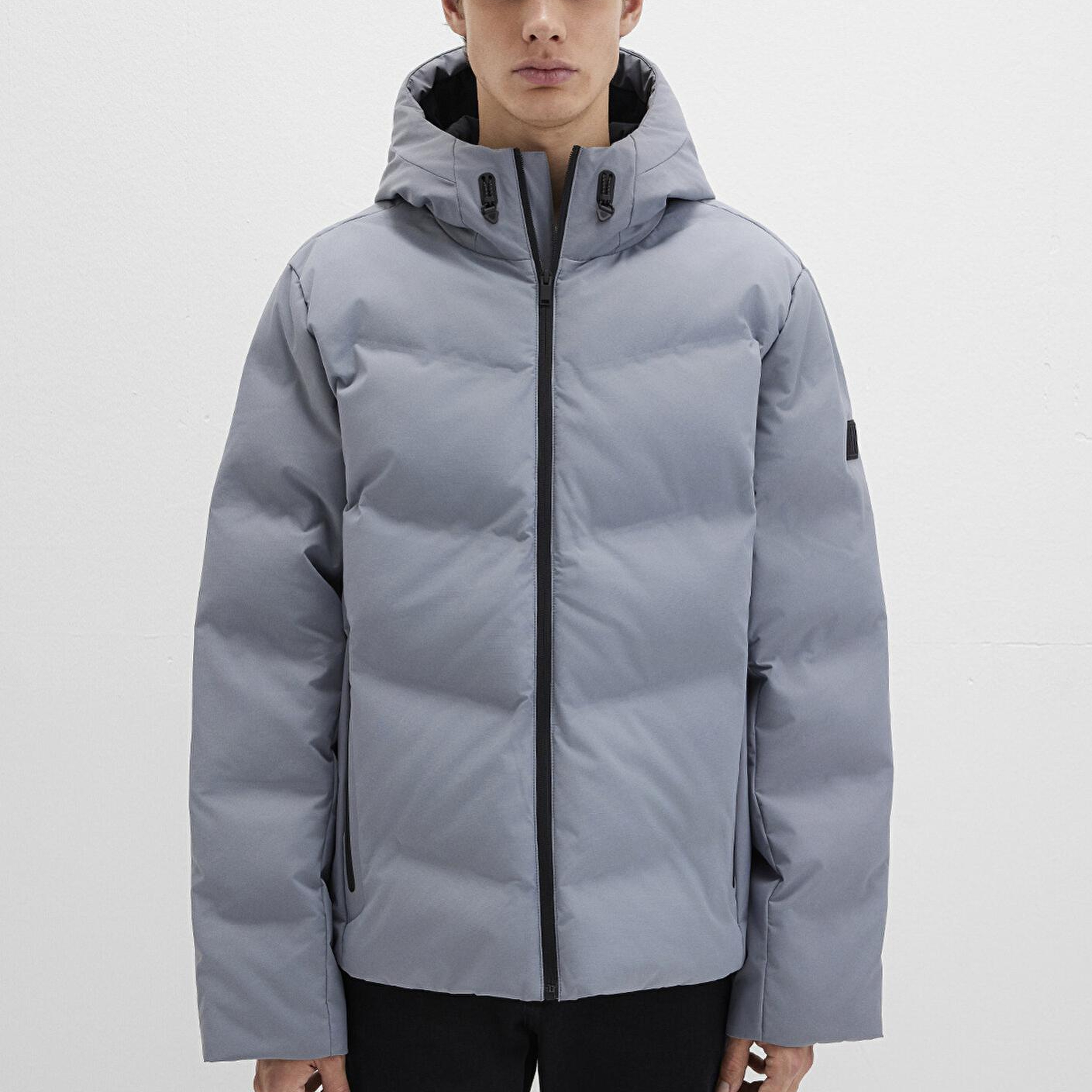 Mavi Su İtici Kapüşonlu Gri Şişme Mont 0110651-85550