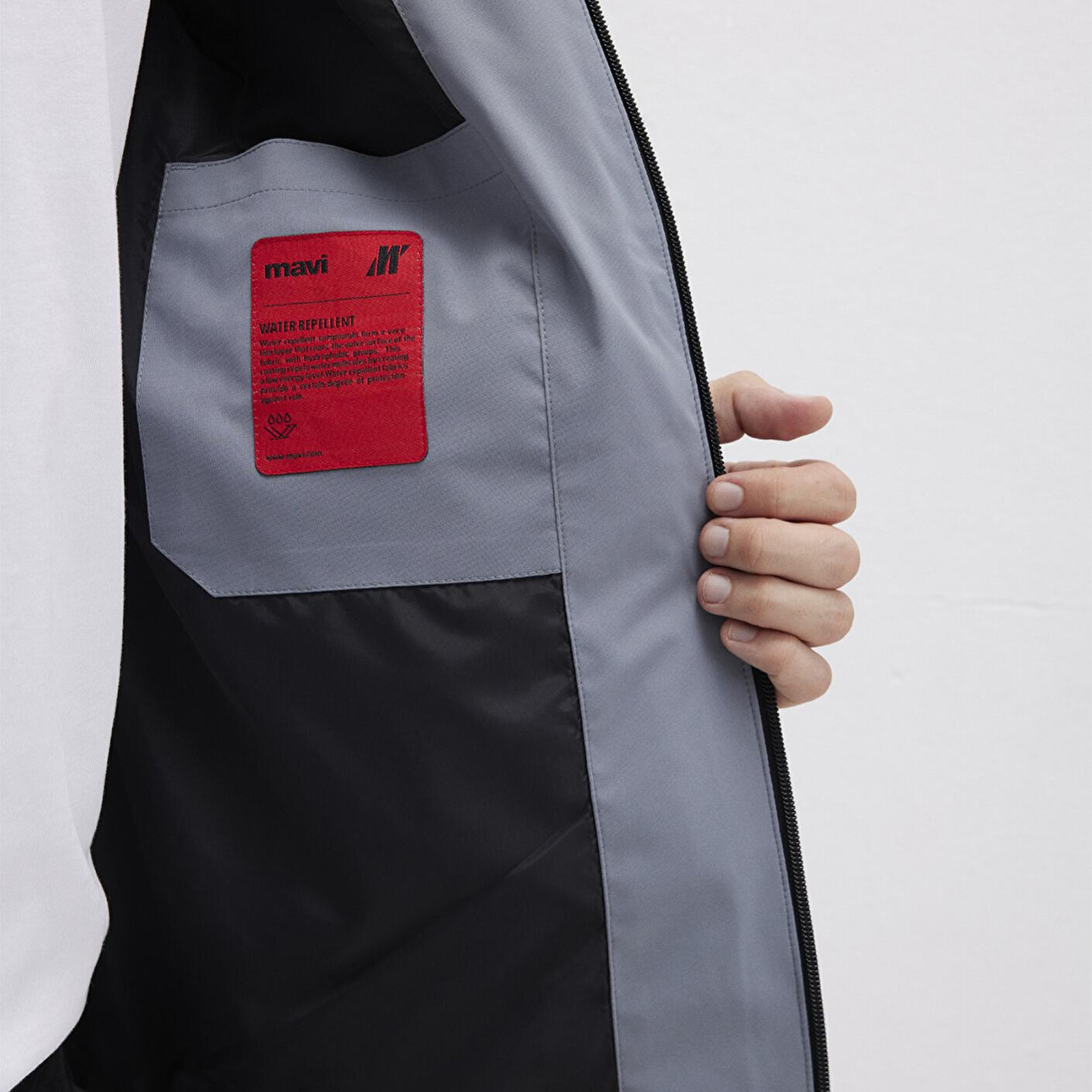 Mavi Su İtici Kapüşonlu Gri Şişme Mont 0110651-85550