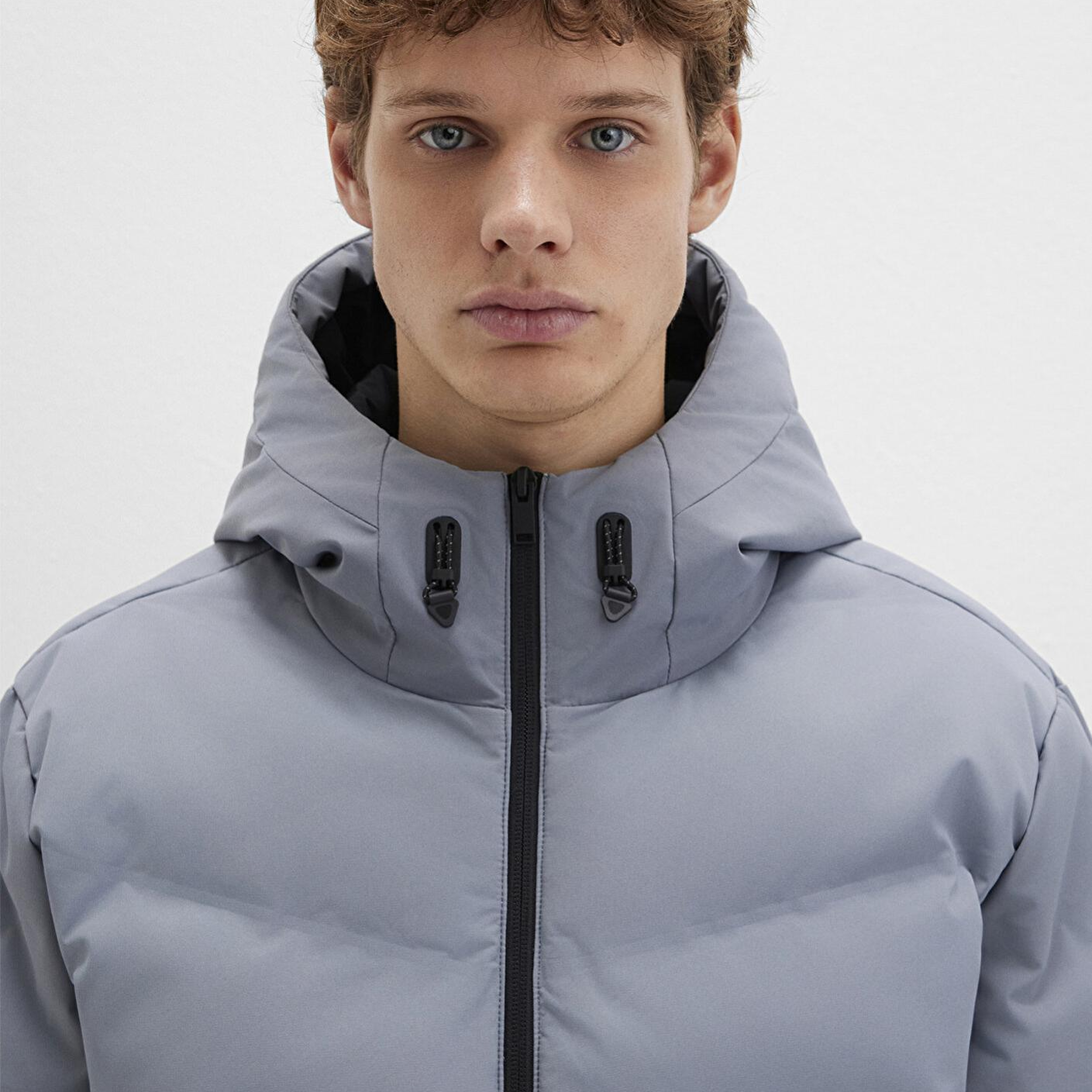 Mavi Su İtici Kapüşonlu Gri Şişme Mont 0110651-85550