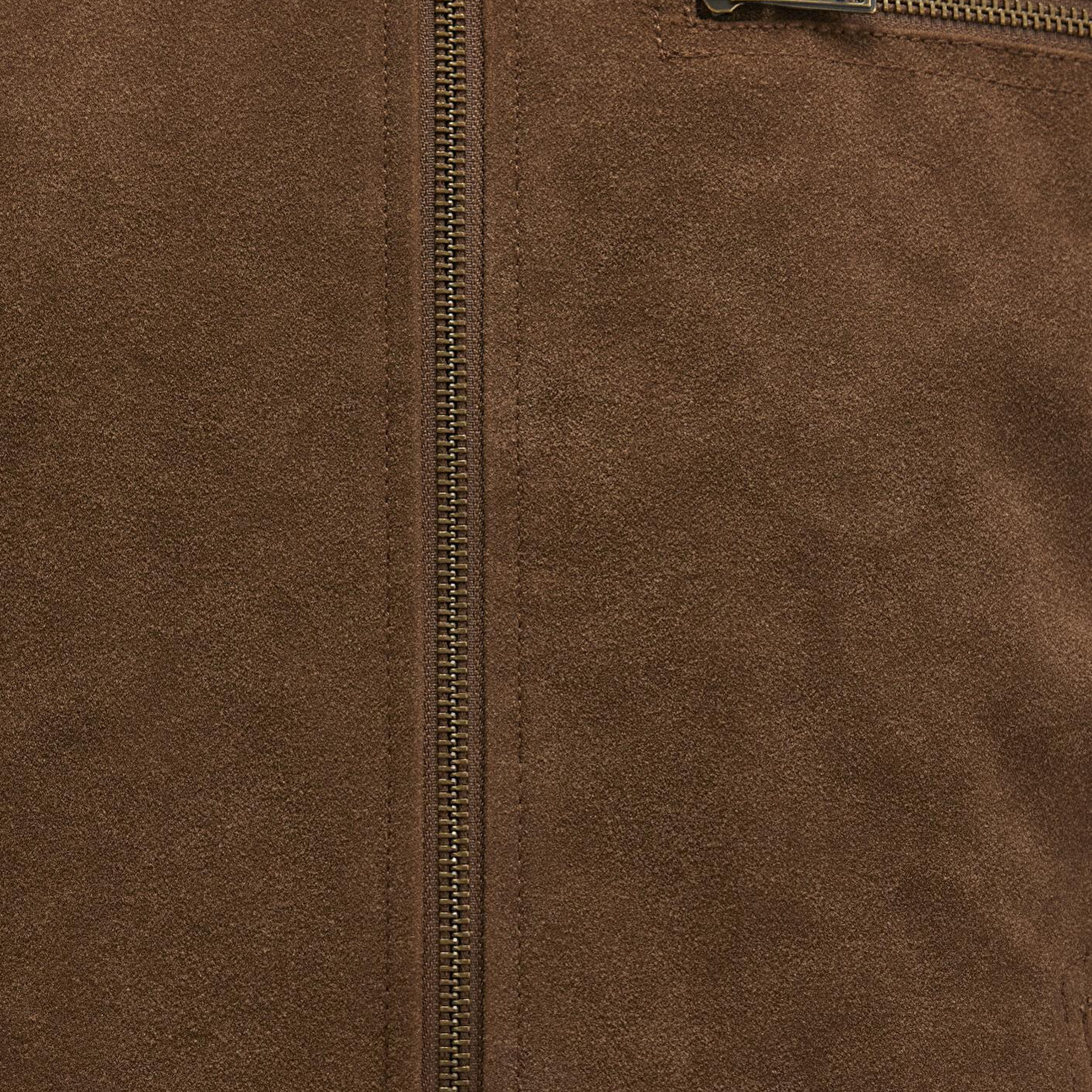 Mavi Yaka Detaylı Kahverengi Suni Süet Ceket Regular Fit / Normal Kesim 0110638-70378