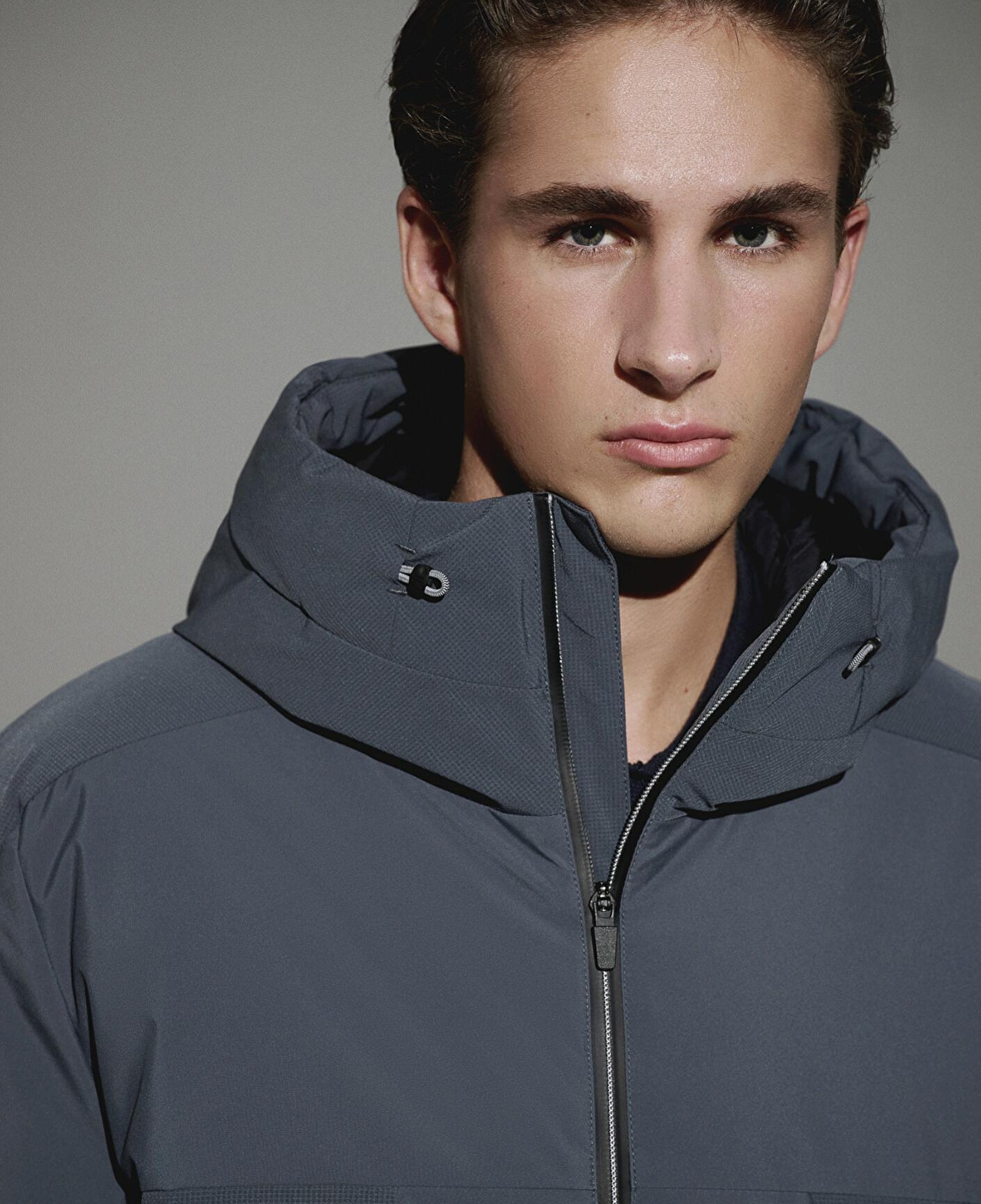 Mavi Su İtici Kapüşonlu Gri Şişme Mont 0110663-80776