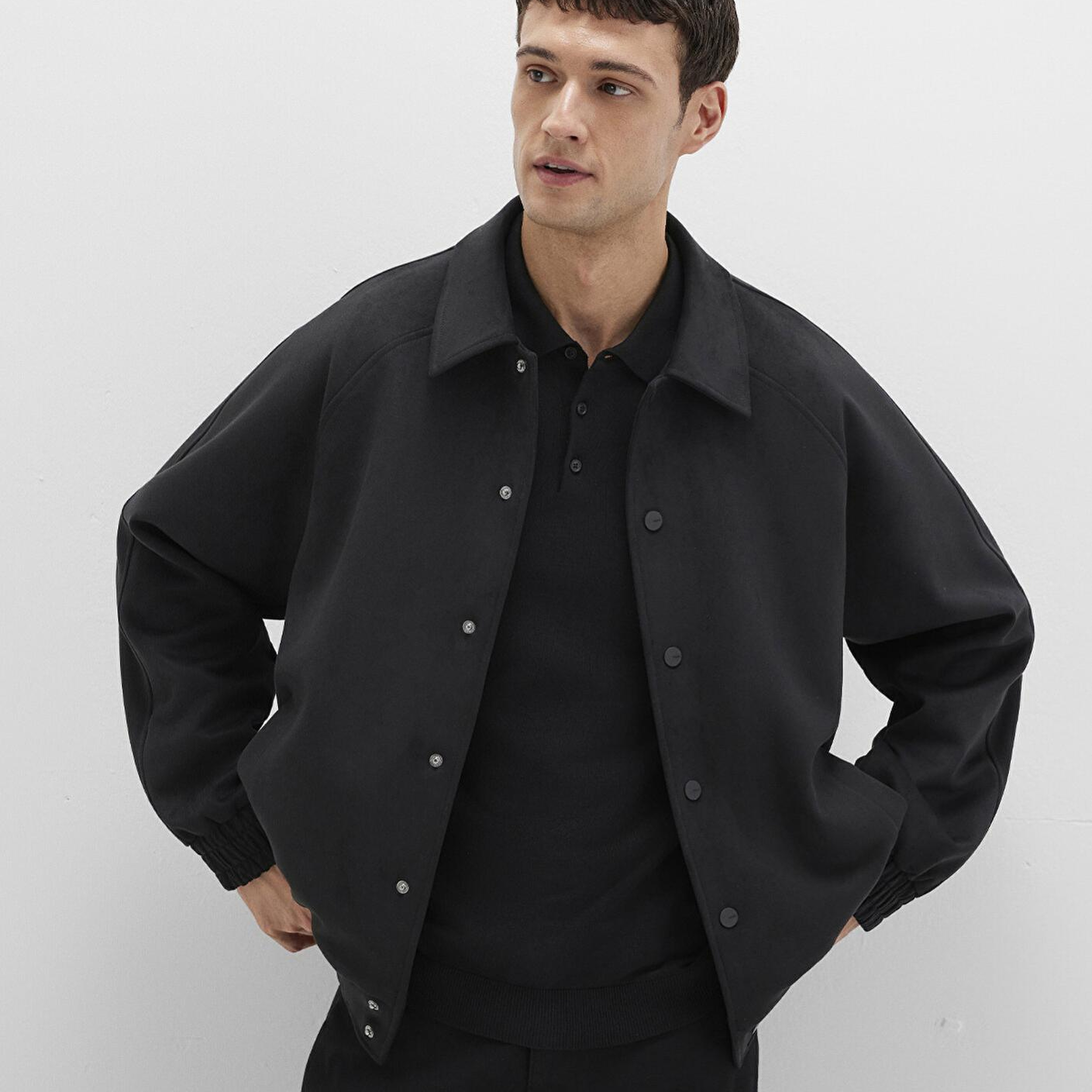 Mavi Siyah Bomber Suni Süet Ceket Loose Fit / Bol Rahat Kesim 0110649-71379