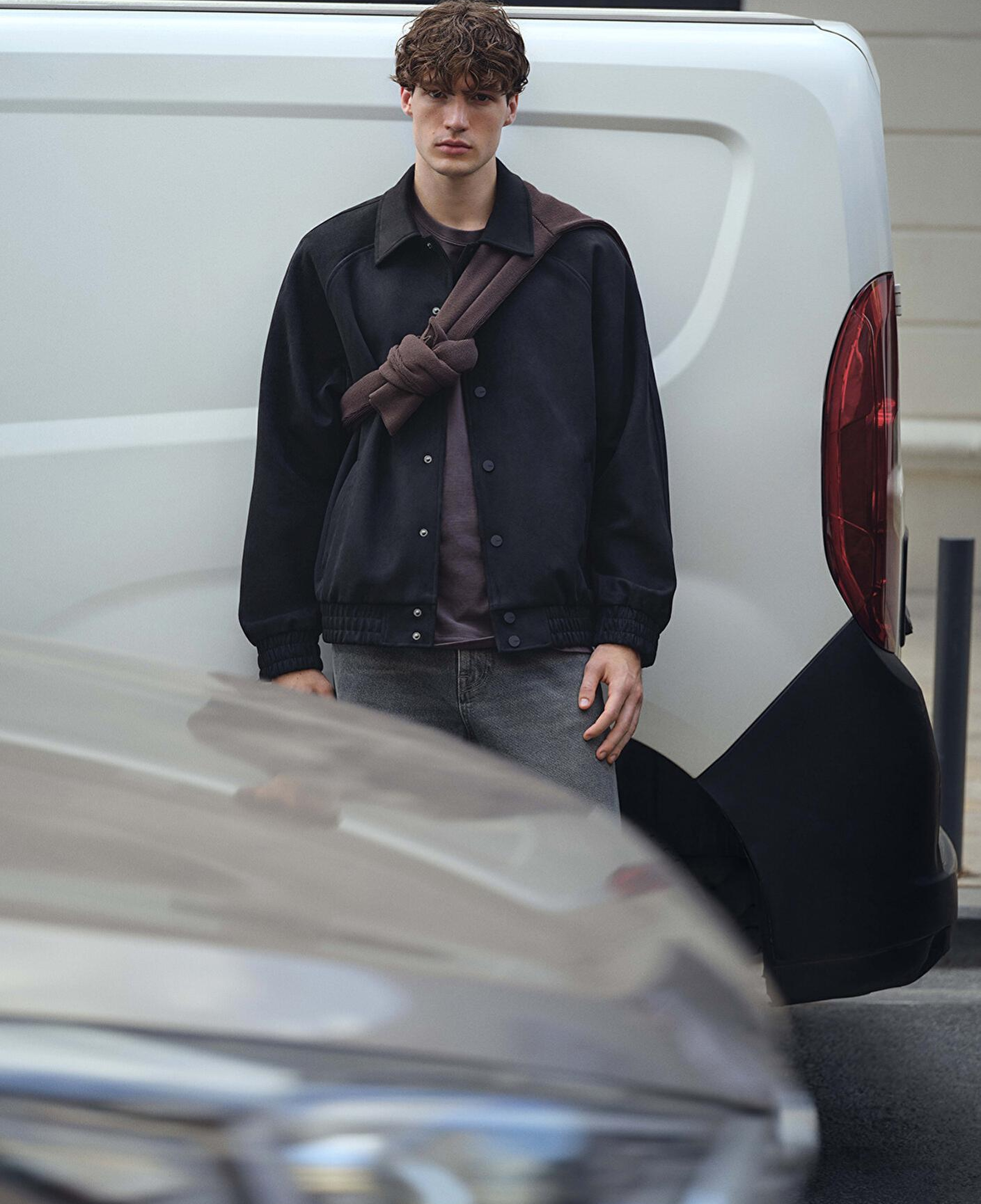 Mavi Siyah Bomber Suni Süet Ceket Loose Fit / Bol Rahat Kesim 0110649-71379