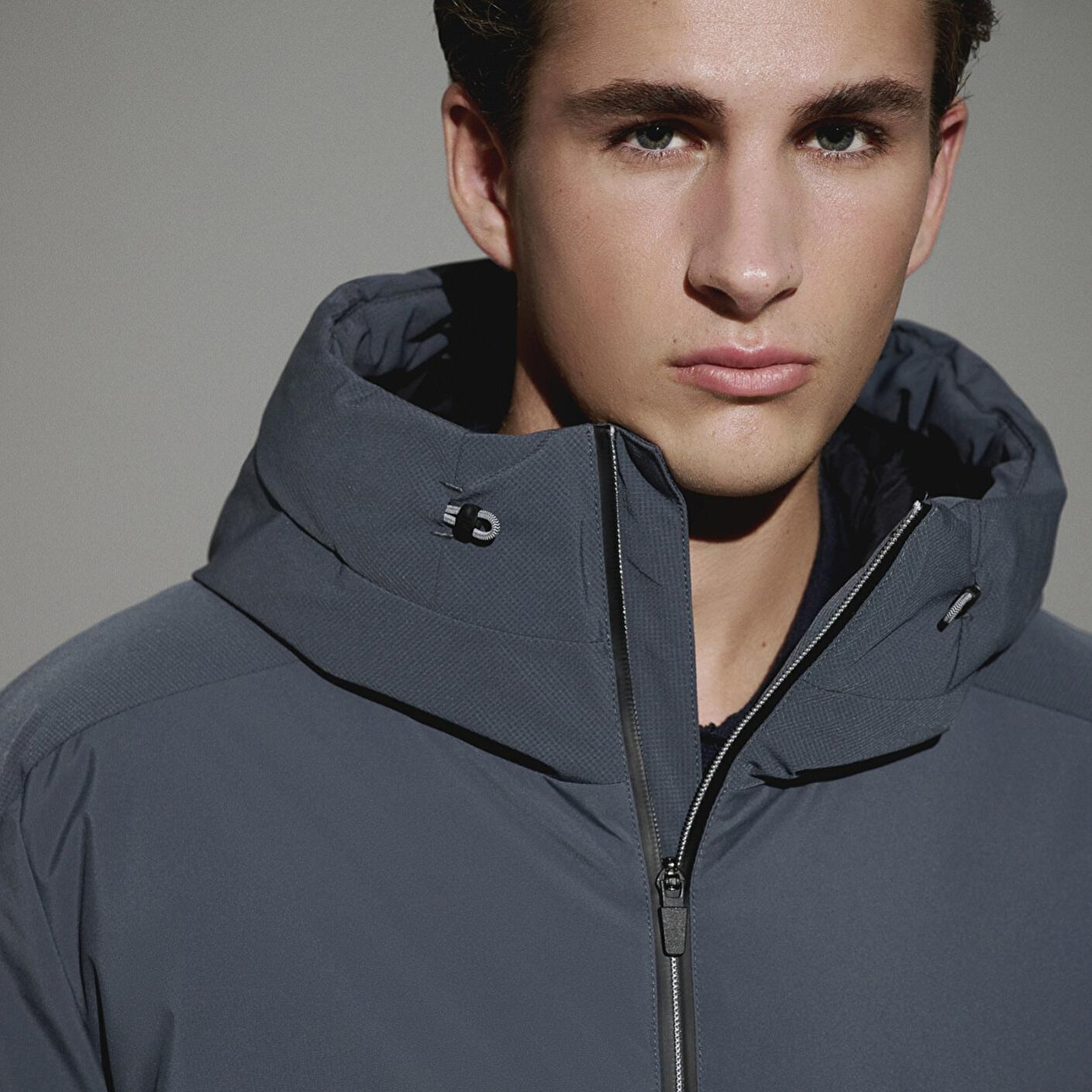 Mavi Su İtici Kapüşonlu Gri Şişme Mont 0110663-80776