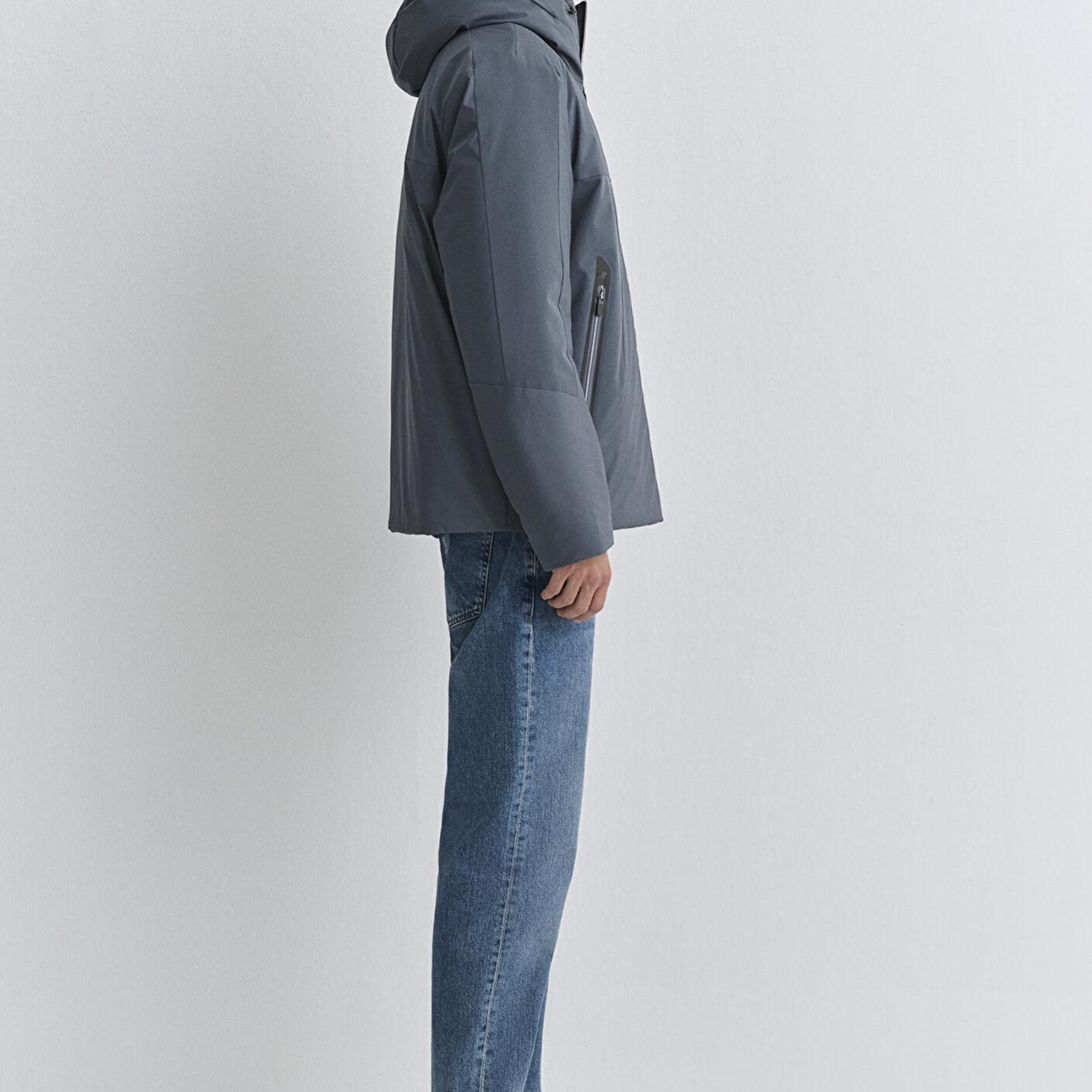 Mavi Su İtici Kapüşonlu Gri Şişme Mont 0110663-80776