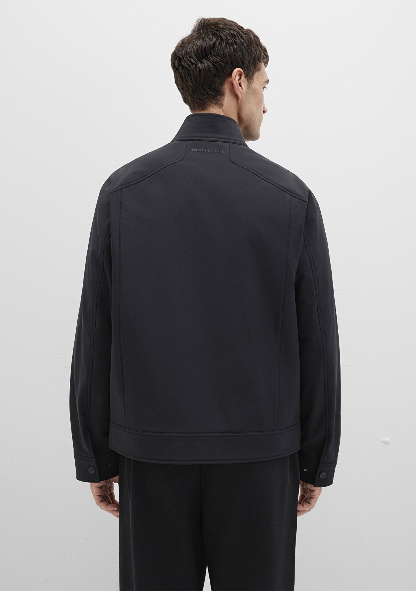 Mavi Cep Detaylı Siyah Ceket Regular Fit / Normal Kesim 0110646-71379