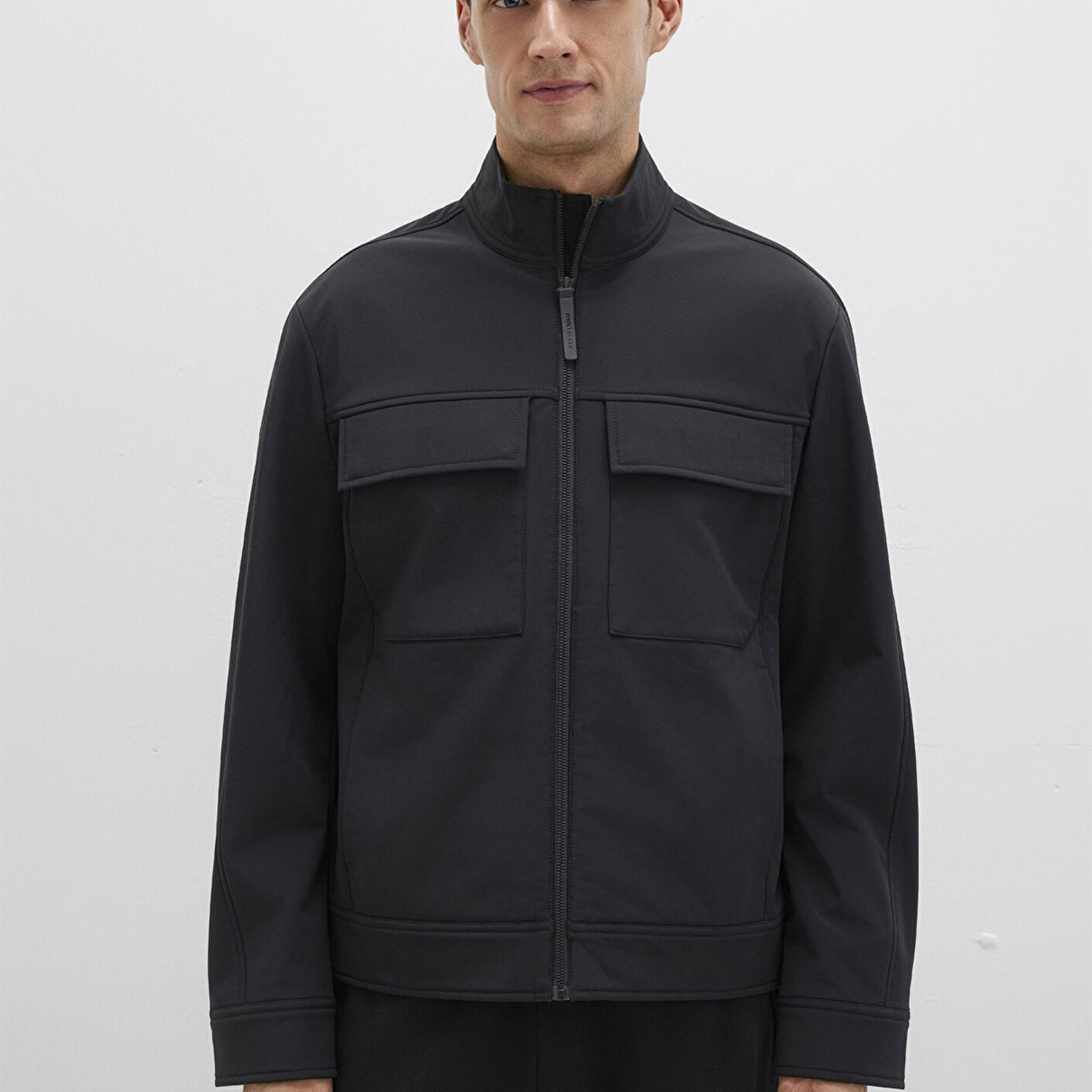 Mavi Cep Detaylı Siyah Ceket Regular Fit / Normal Kesim 0110646-71379